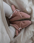 Organic Fleece Booties - Dusty Rose Melange