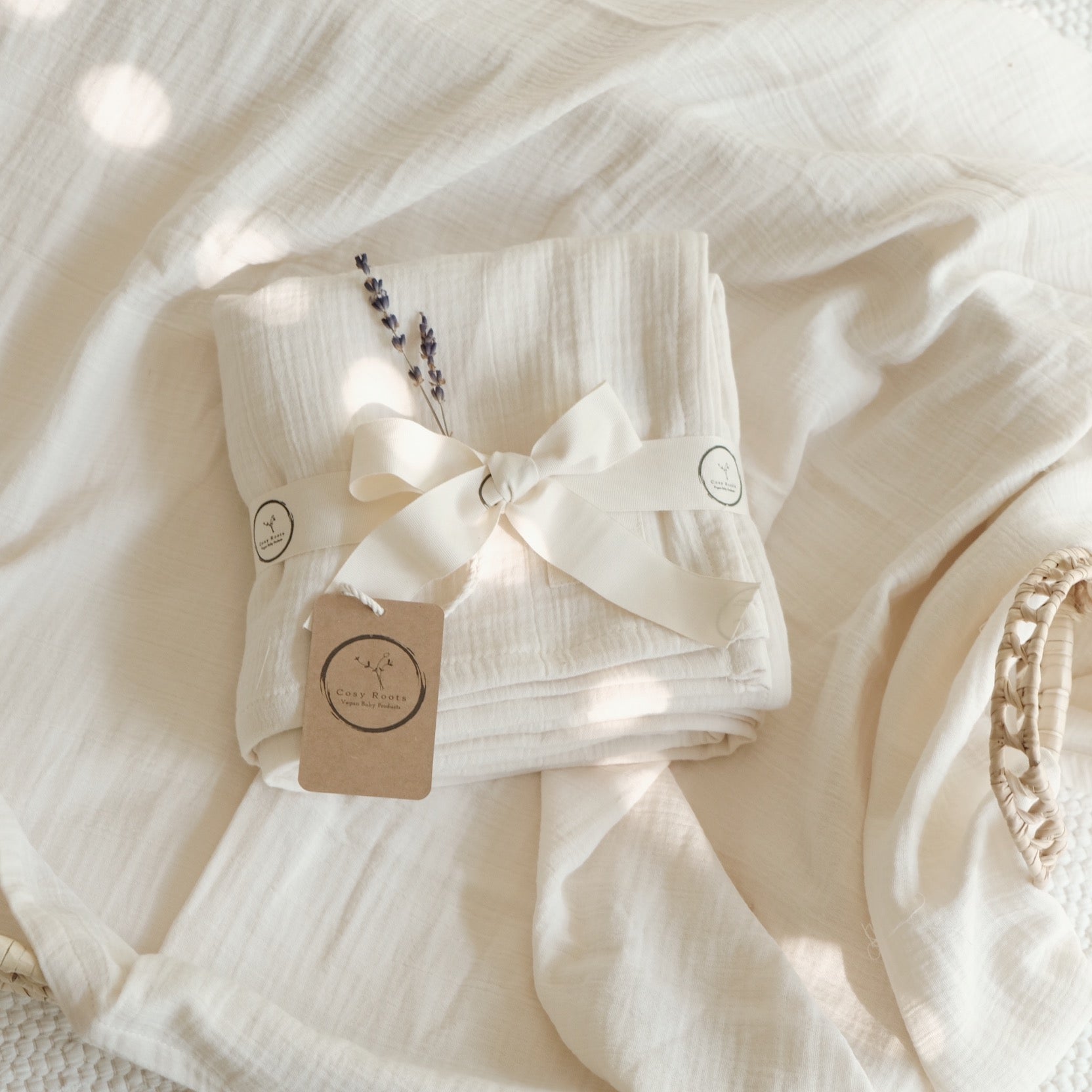 Organic Muslin Swaddle - Sand - 120x120cm