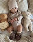 Organic Teddy Booties - Mocha - SALE