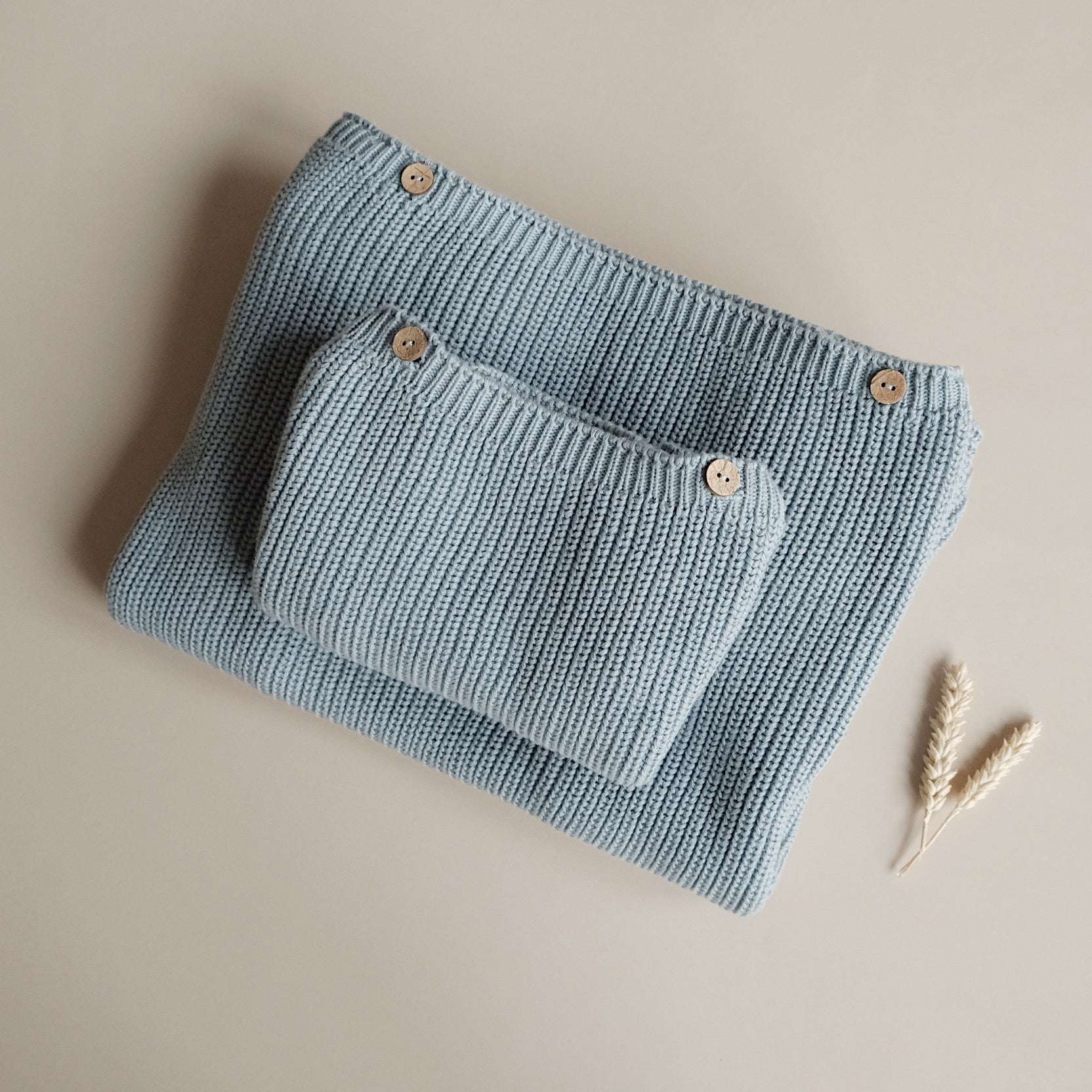 Organic Oversize Knit Sweater - MUM - Dusty Blue