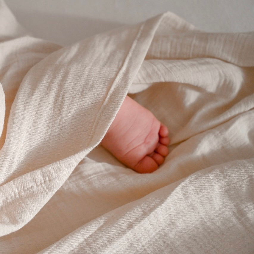 Organic Muslin Swaddle - Sand - 120x120cm