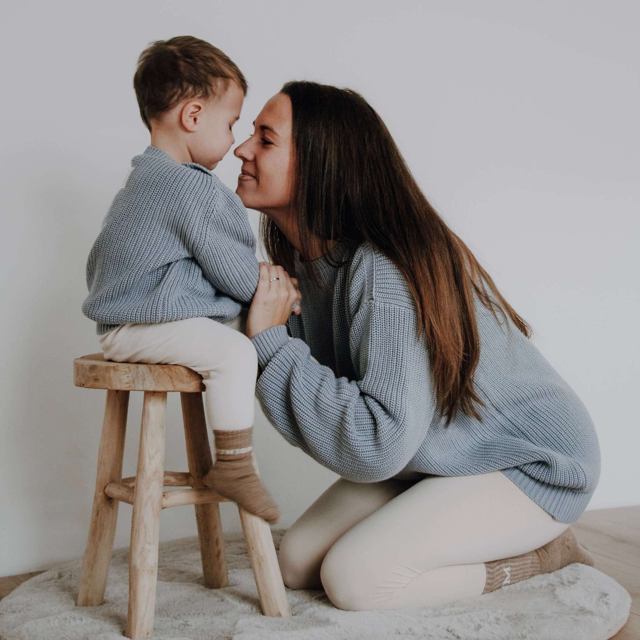 Organic Oversize Knit Sweater - MUM - Dusty Blue