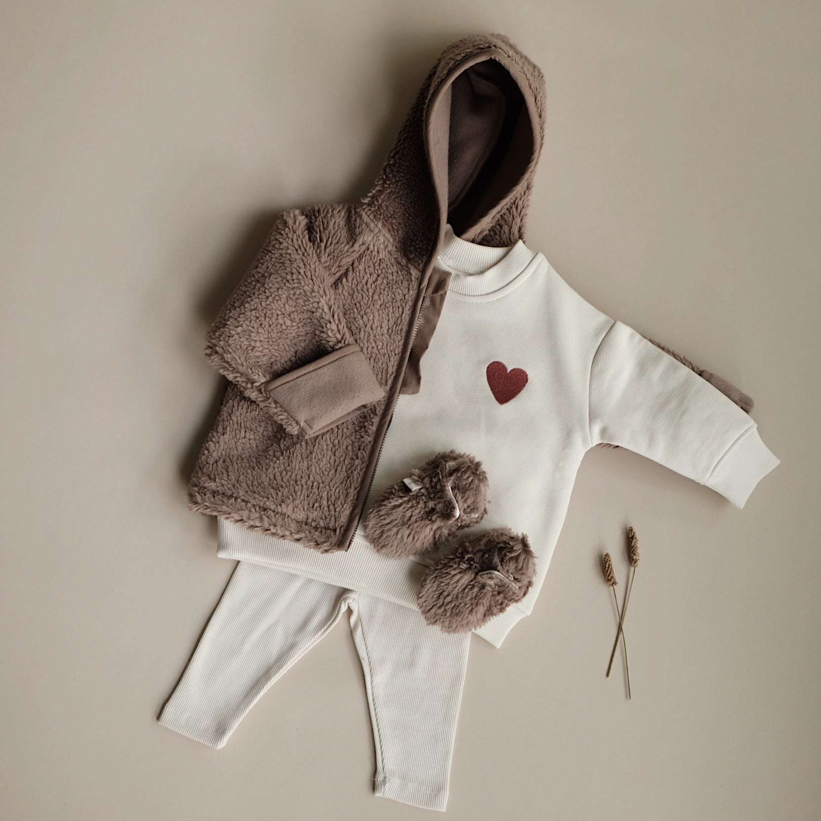 Organic Teddy Booties - Mocha - SALE