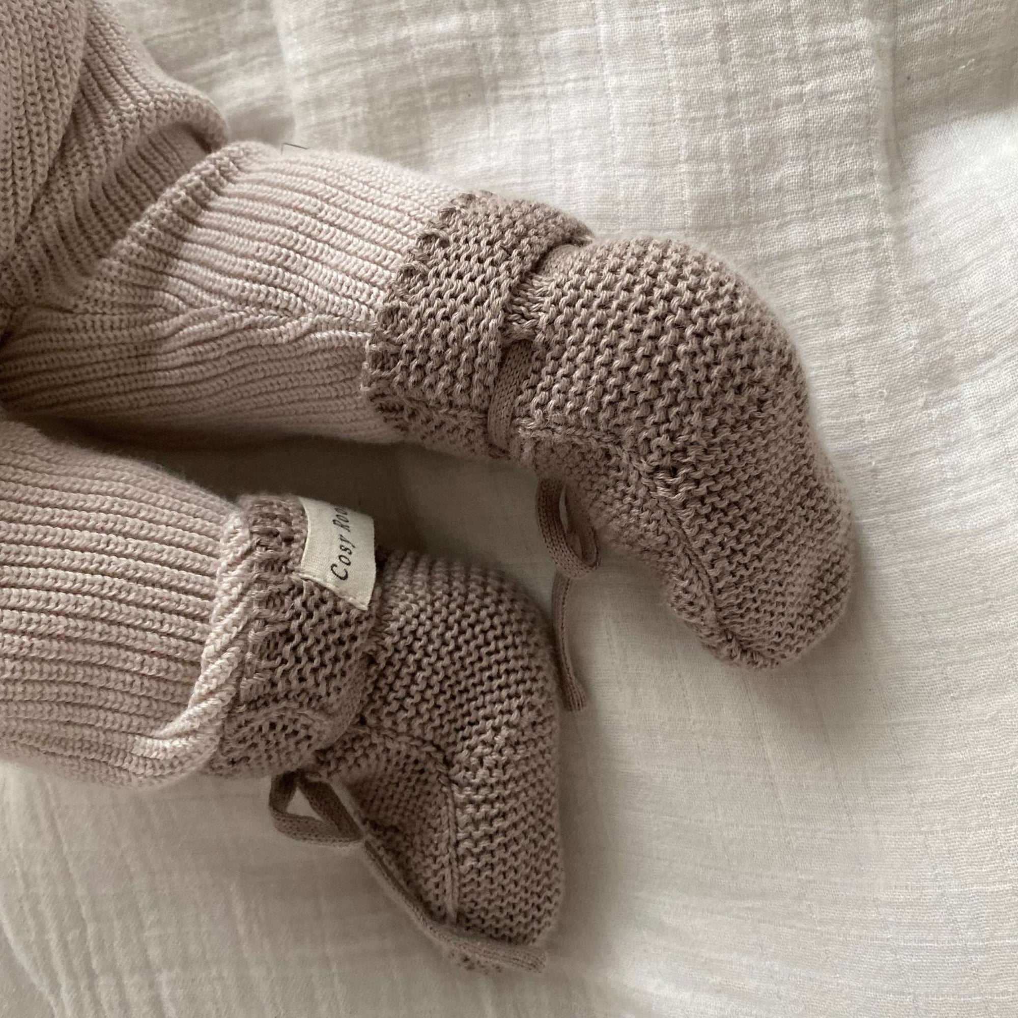 Organic Knit Booties - Caramel