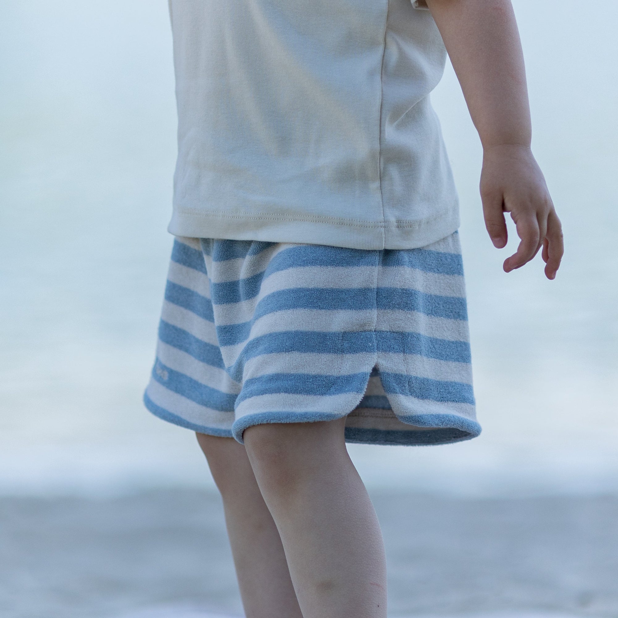 Organic Terry Shorts - Blue Striped