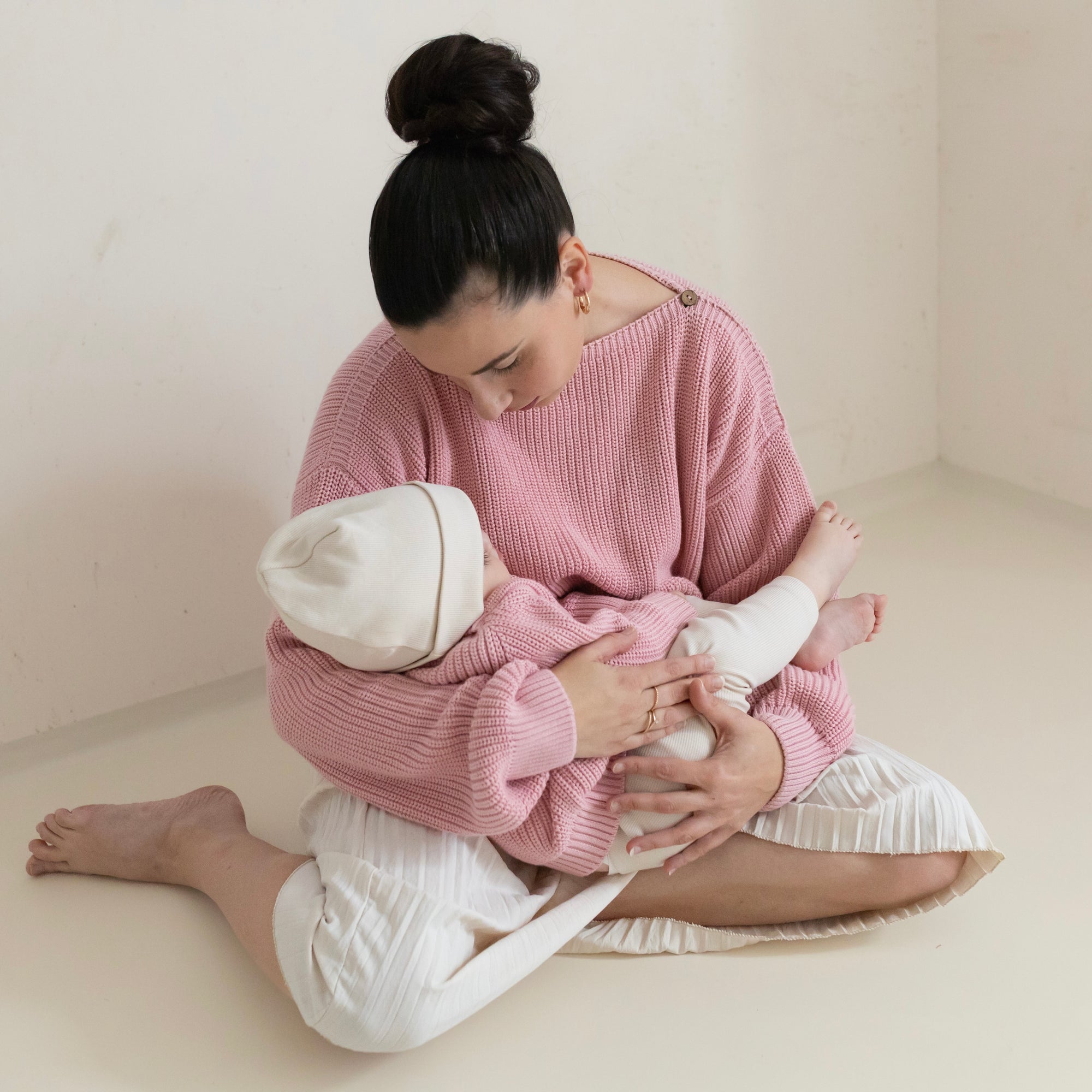 Organic Oversize Knit Pulli - Candy Pink