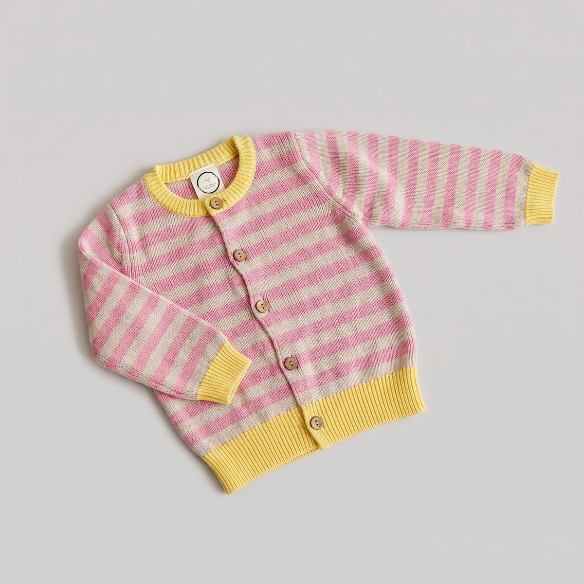 GOTS Organic Knit Cardigan - Pink Stripes
