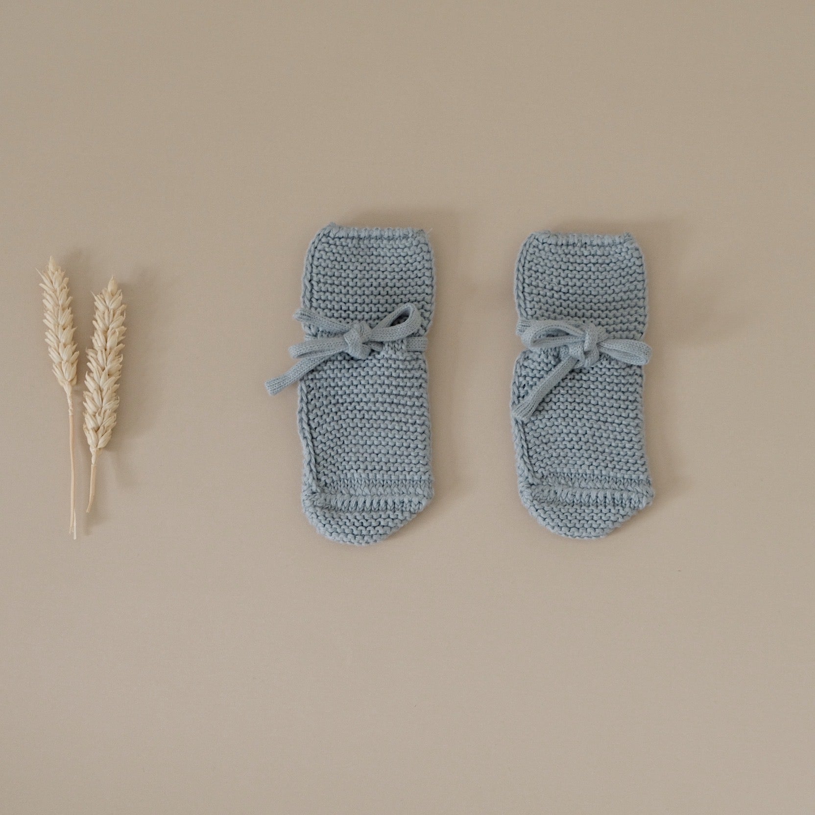 Organic Knit Booties - Dusty Blue