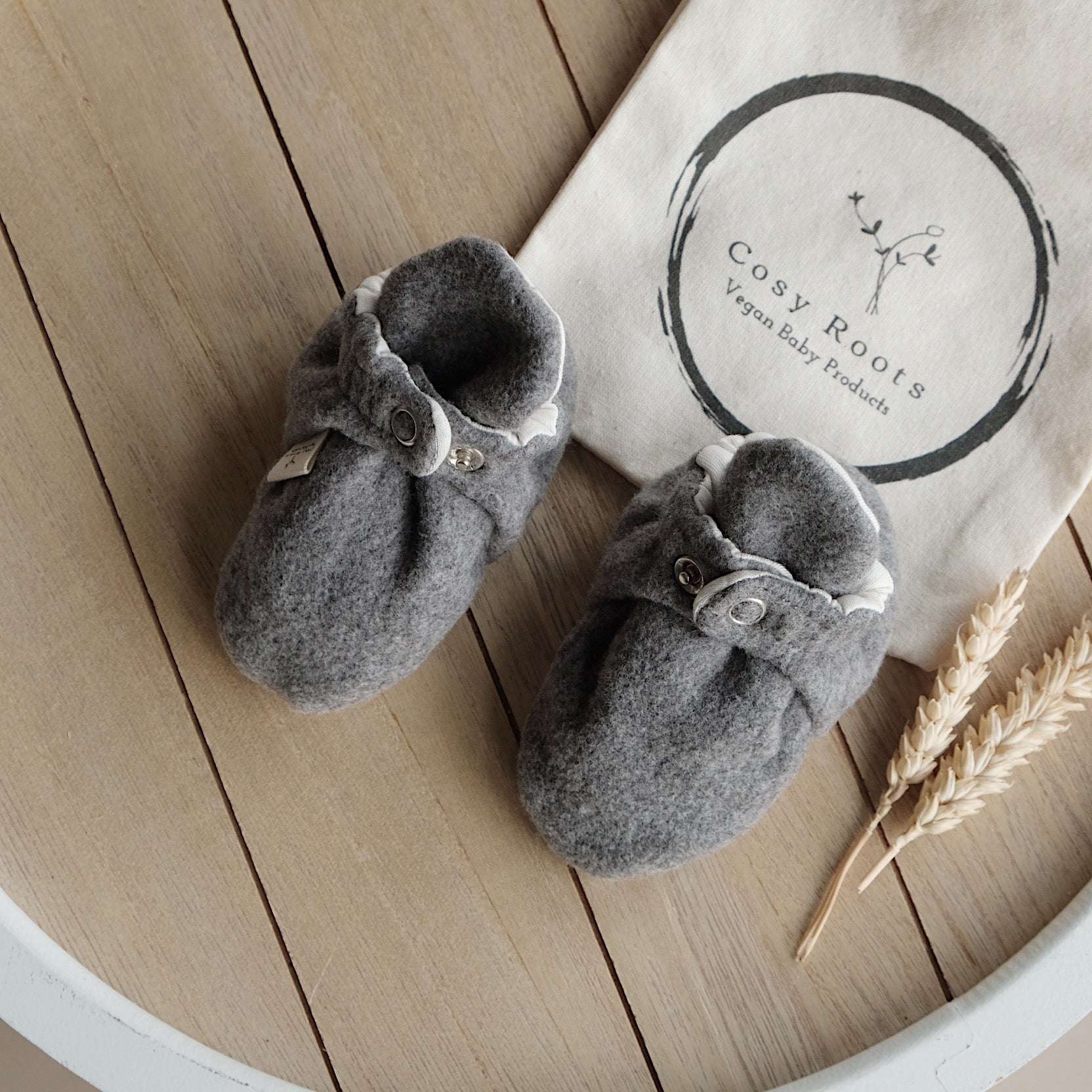 Organic Fleece Booties - Dark Grey Melange 
