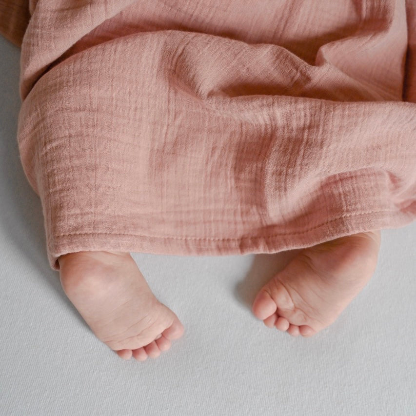 Organic Muslin Swaddle - Dusty Rose - 120x120cm