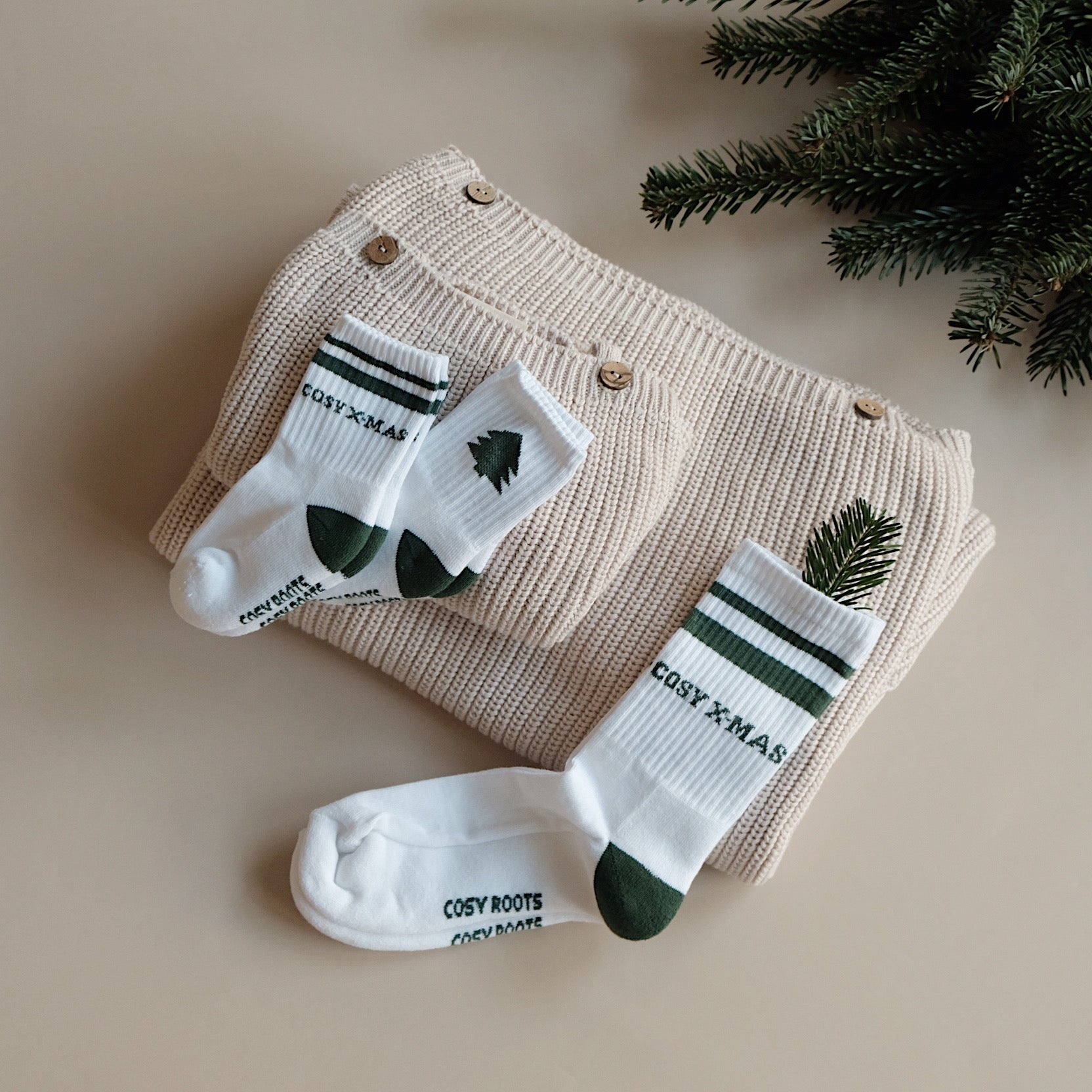 Organic Socks - Cosy Christmas - Green