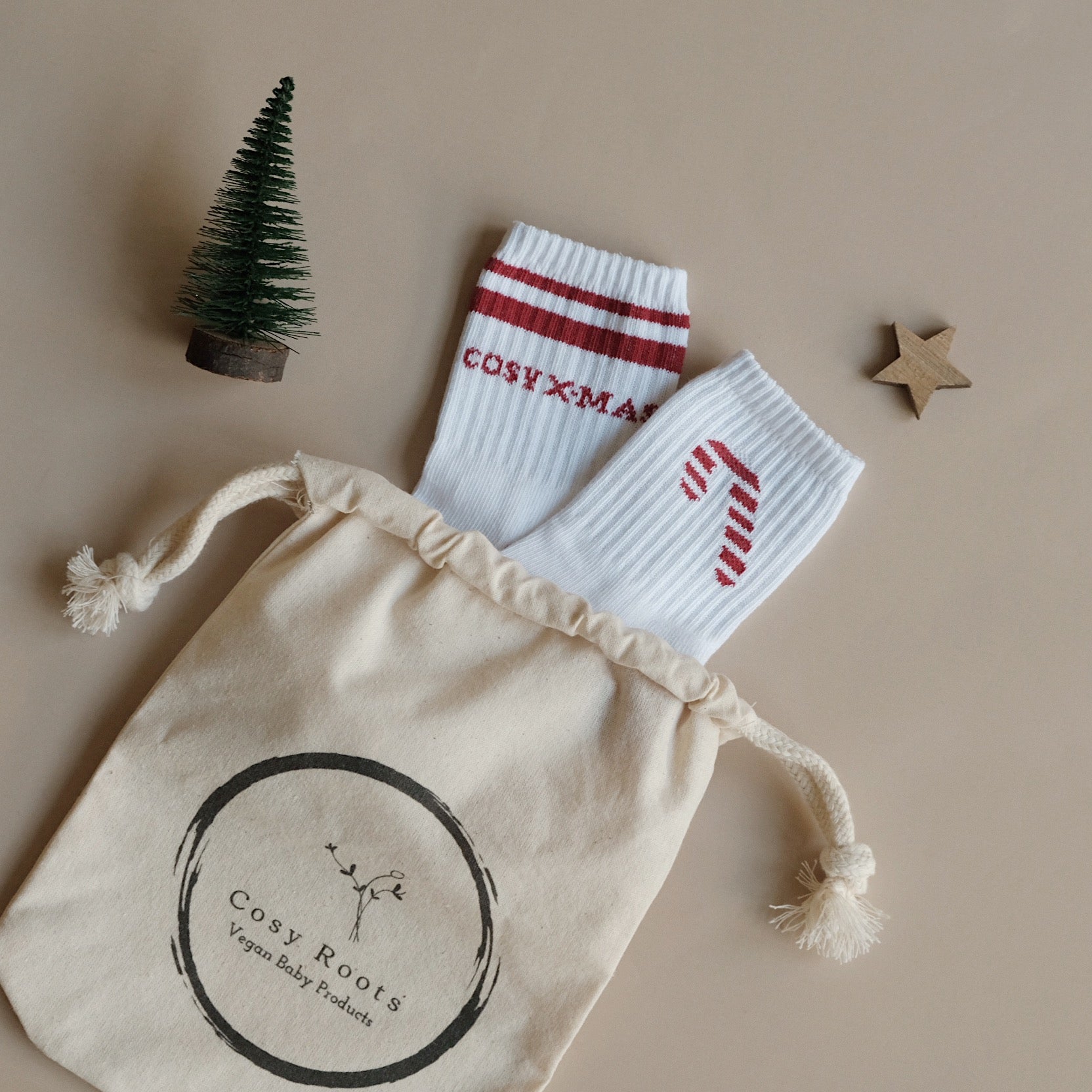 Organic Christmas Socks Red - 2 Pack