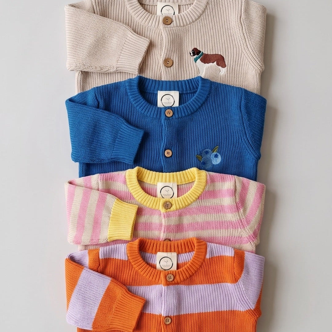 GOTS Organic Knit Cardigan - Blueberry Blue