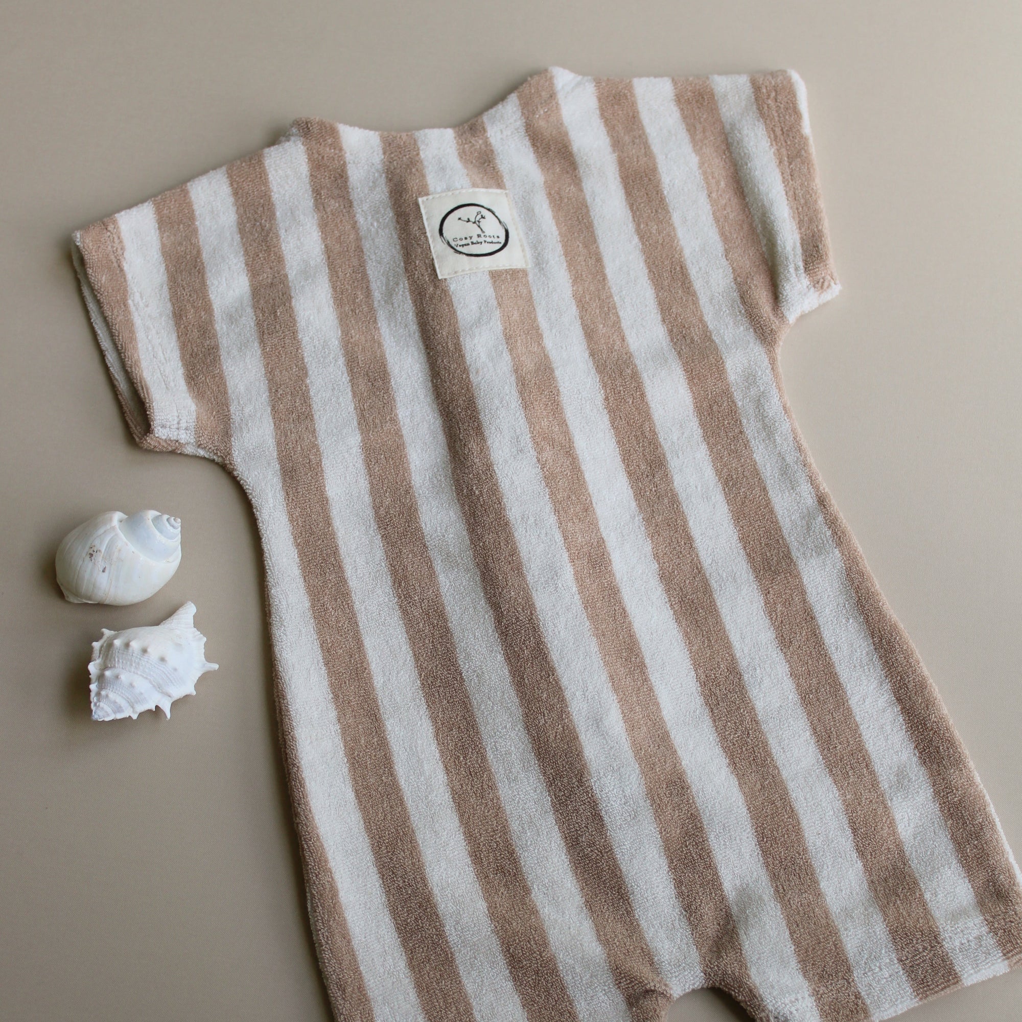 Organic Terry Onesie - Latte Striped