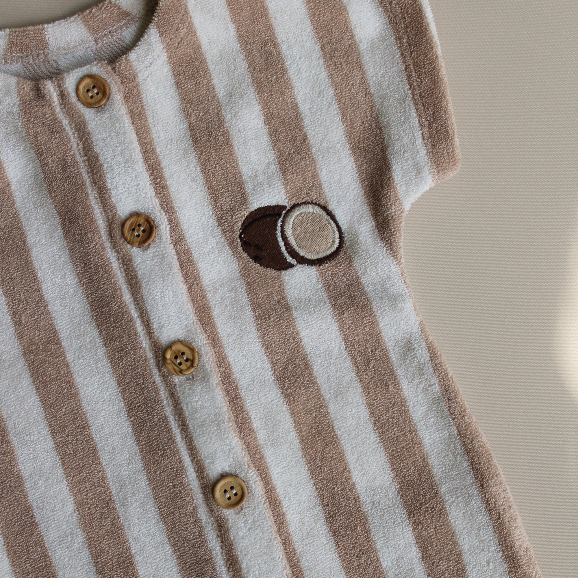 Organic Terry Onesie - Latte Striped