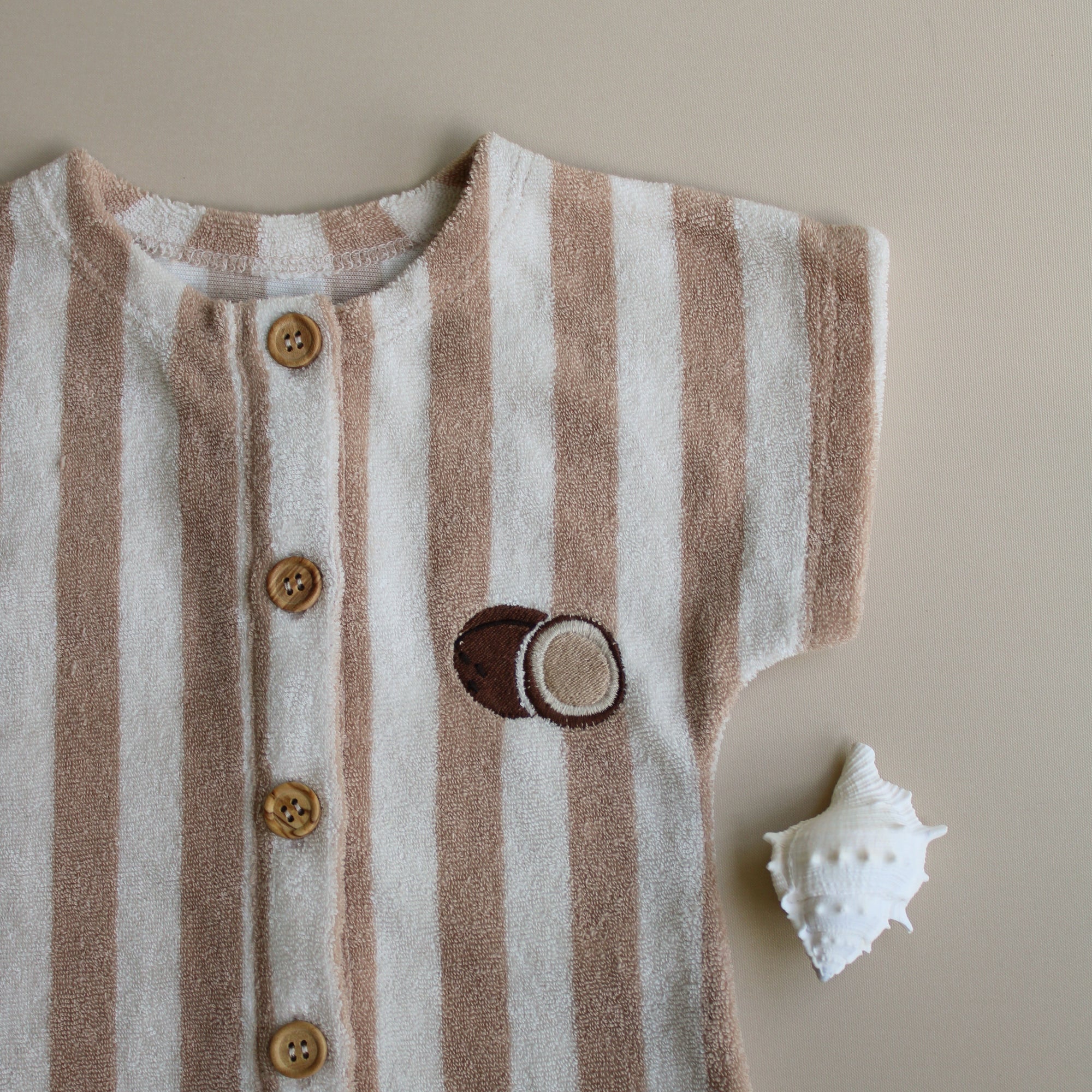 Organic Terry Onesie - Latte Striped
