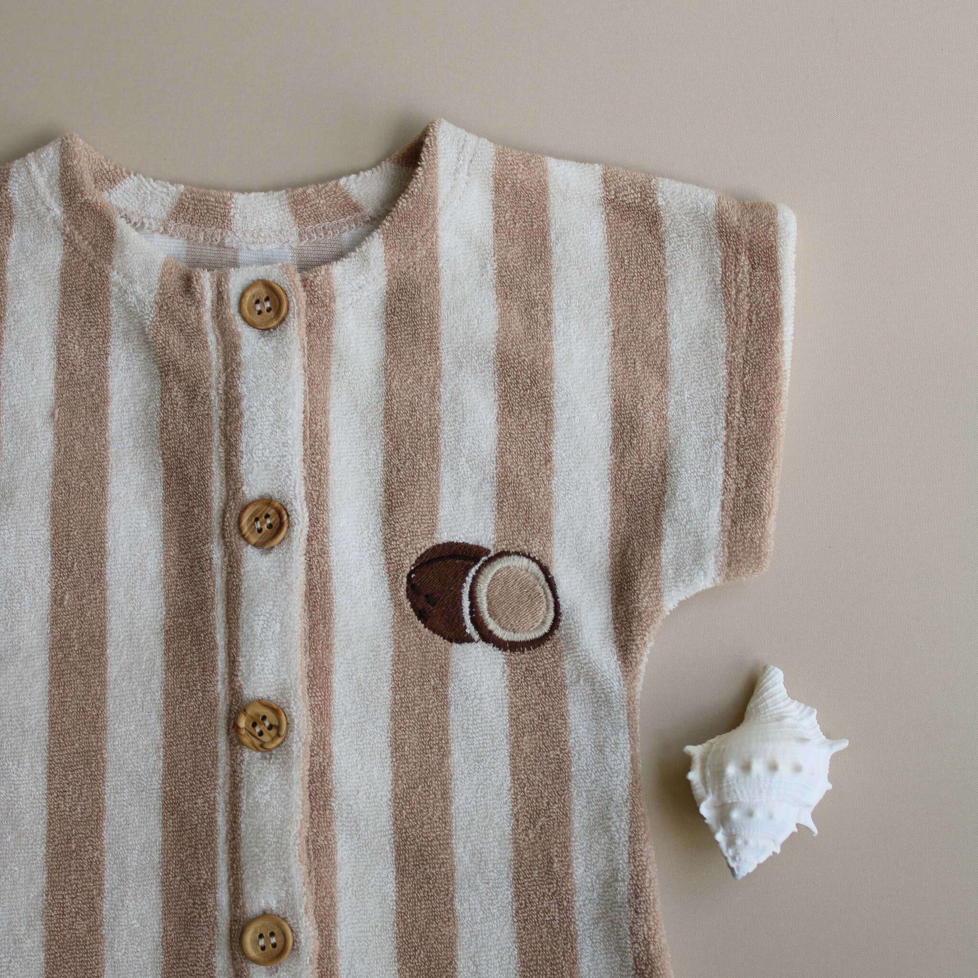Organic Terry Onesie - Latte Striped