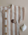 Organic Terry Onesie - Latte Striped