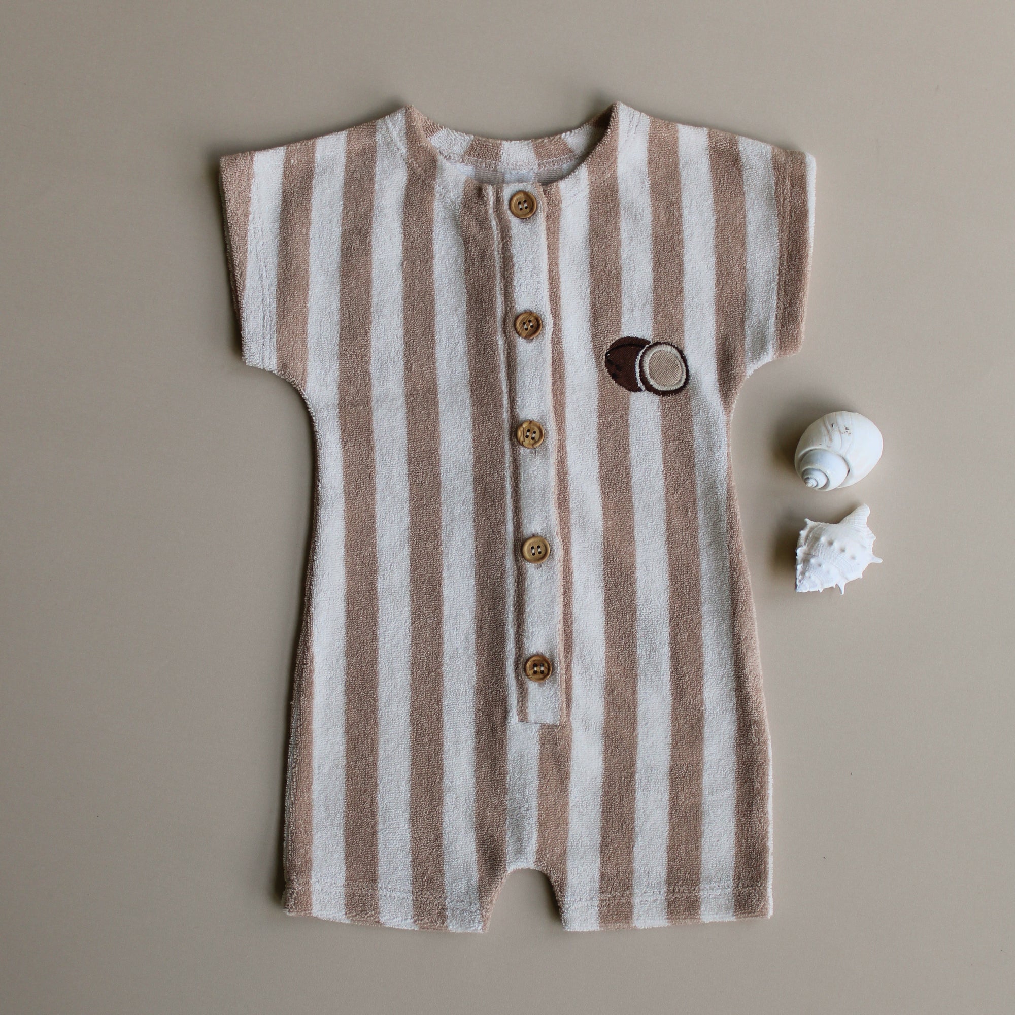 Organic Terry Onesie - Latte Striped