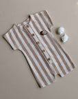 Organic Terry Onesie - Latte Striped