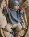 Organic Knit Booties - Dusty Blue