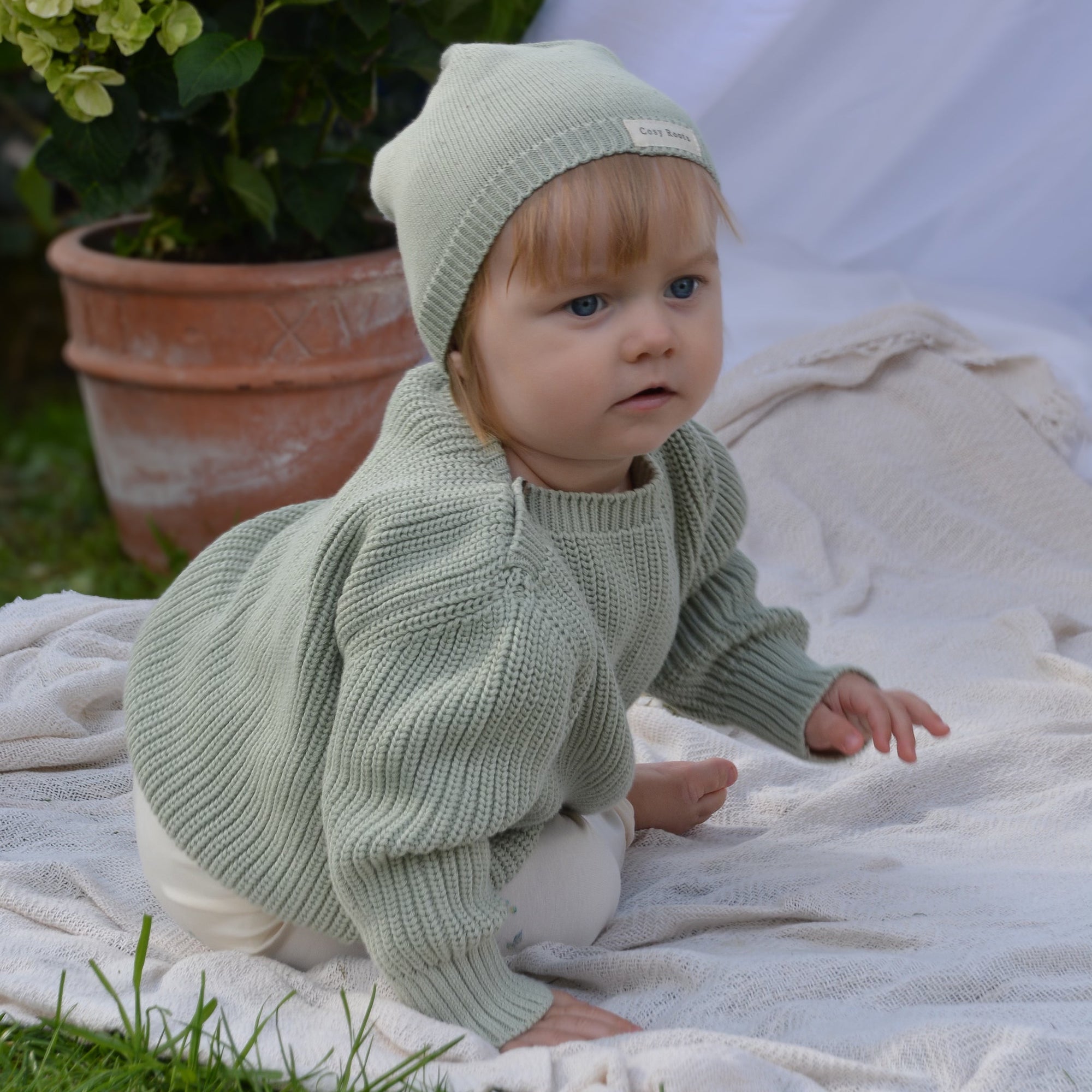 Organic Oversize Knit Pulli - Seagrass