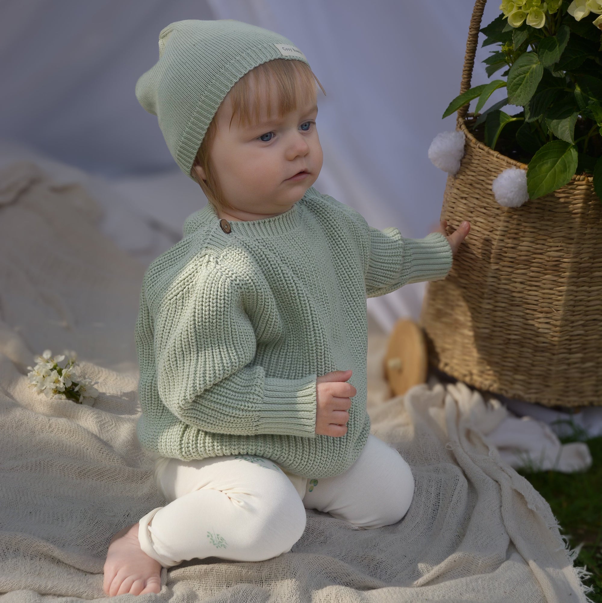 Organic Oversize Knit Pulli - Seagrass