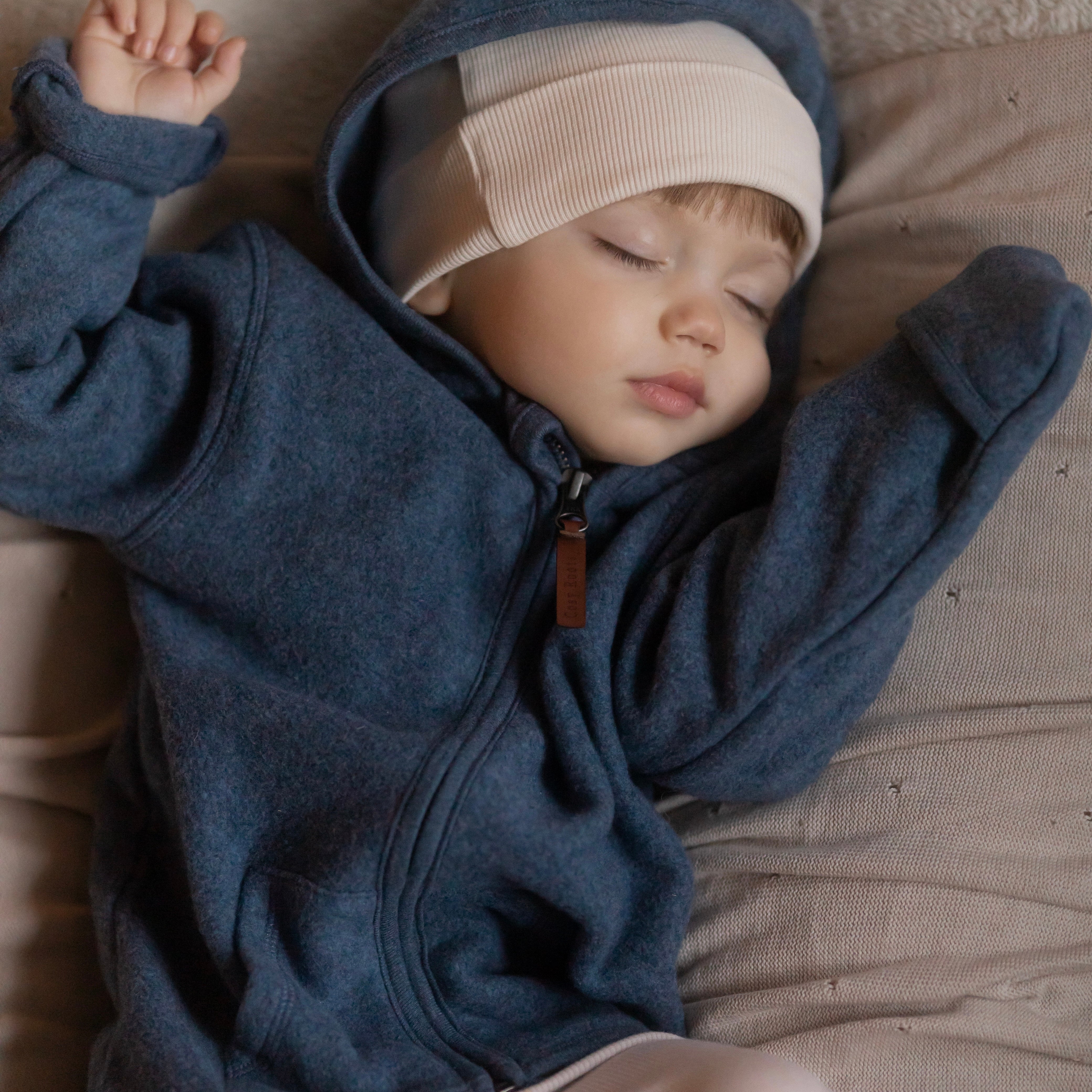 Organic Fleece Jacket - Blue Melange