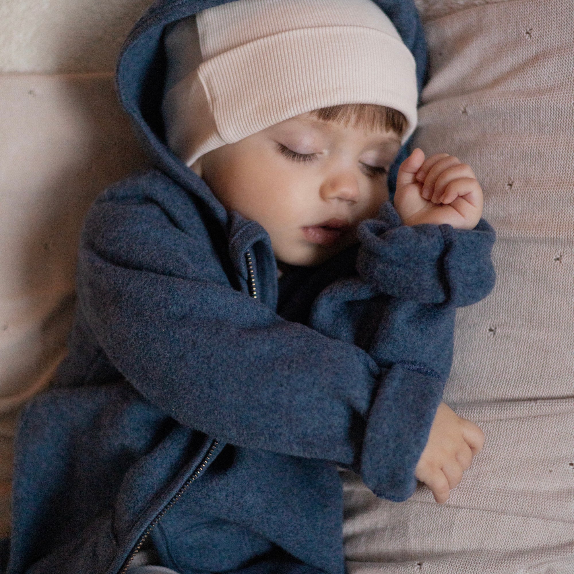 Organic Fleece Jacket - Blue Melange