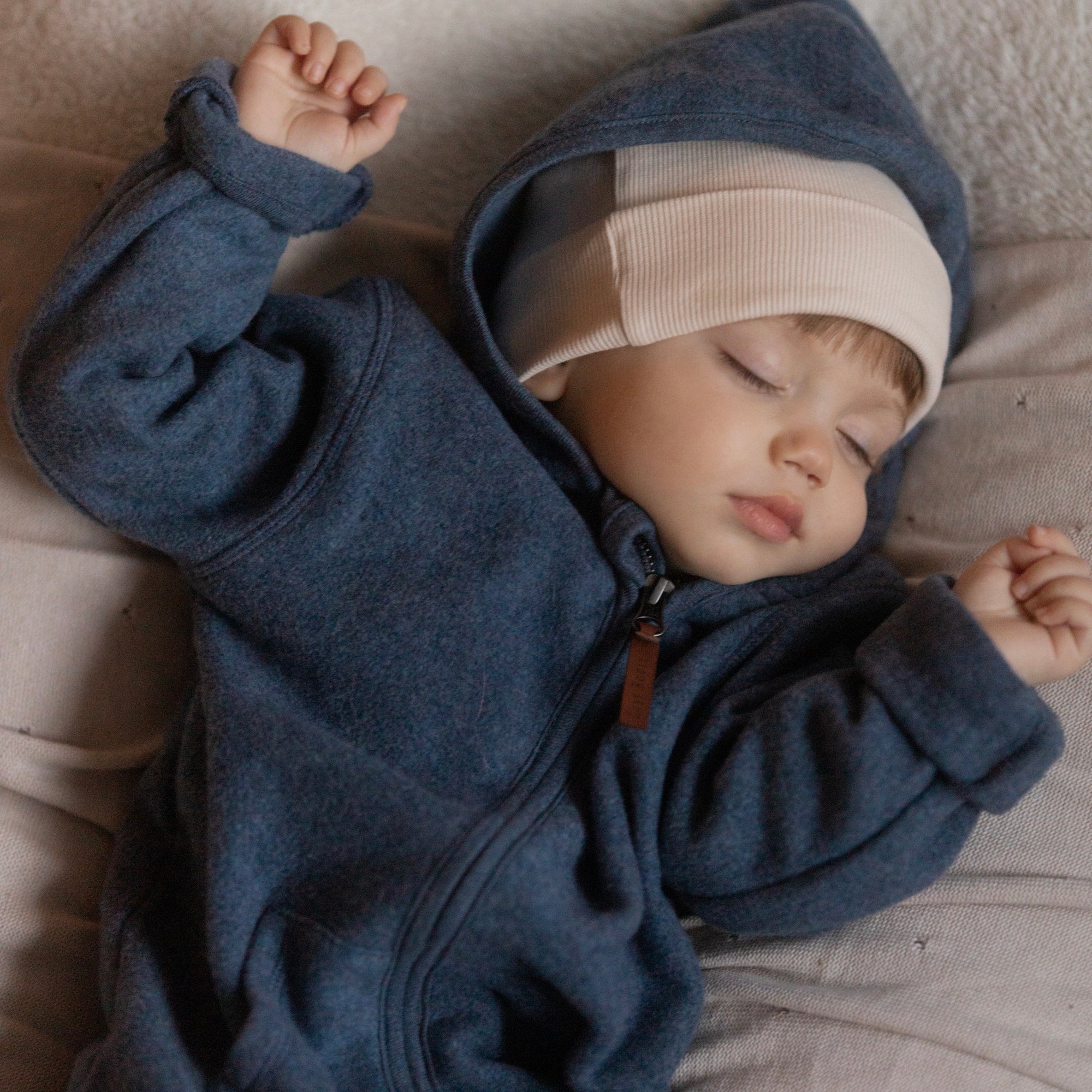 Organic Fleece Jacket - Blue Melange