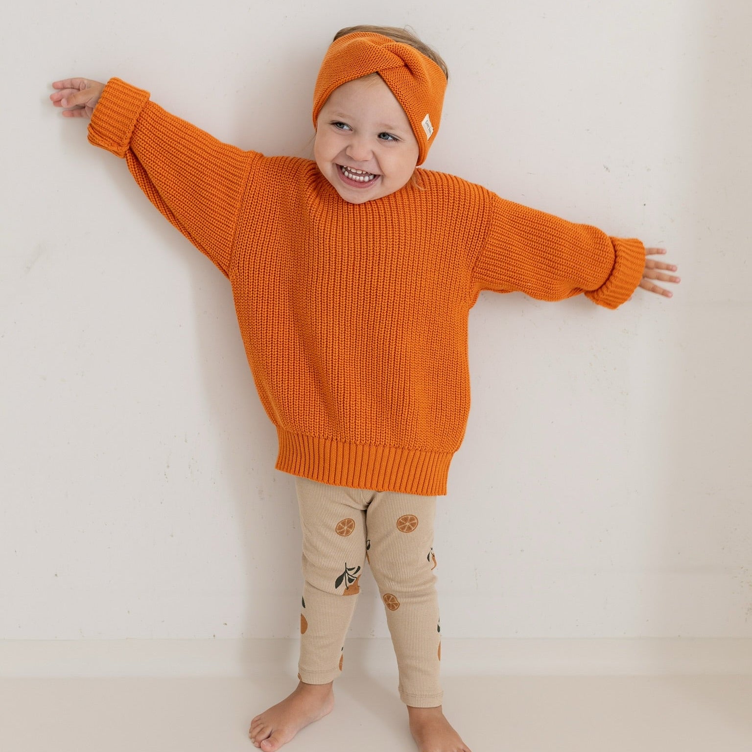 GOTS Organic Rib Leggings - Little Orange