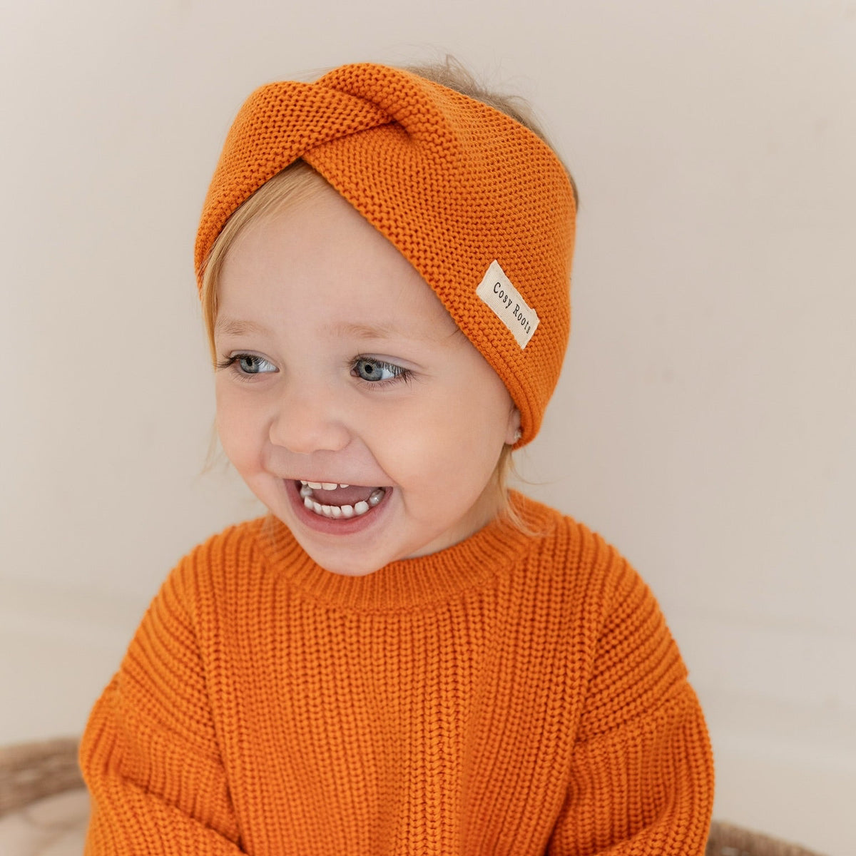 GOTS Organic Knit Headband - Pumpkin Orange