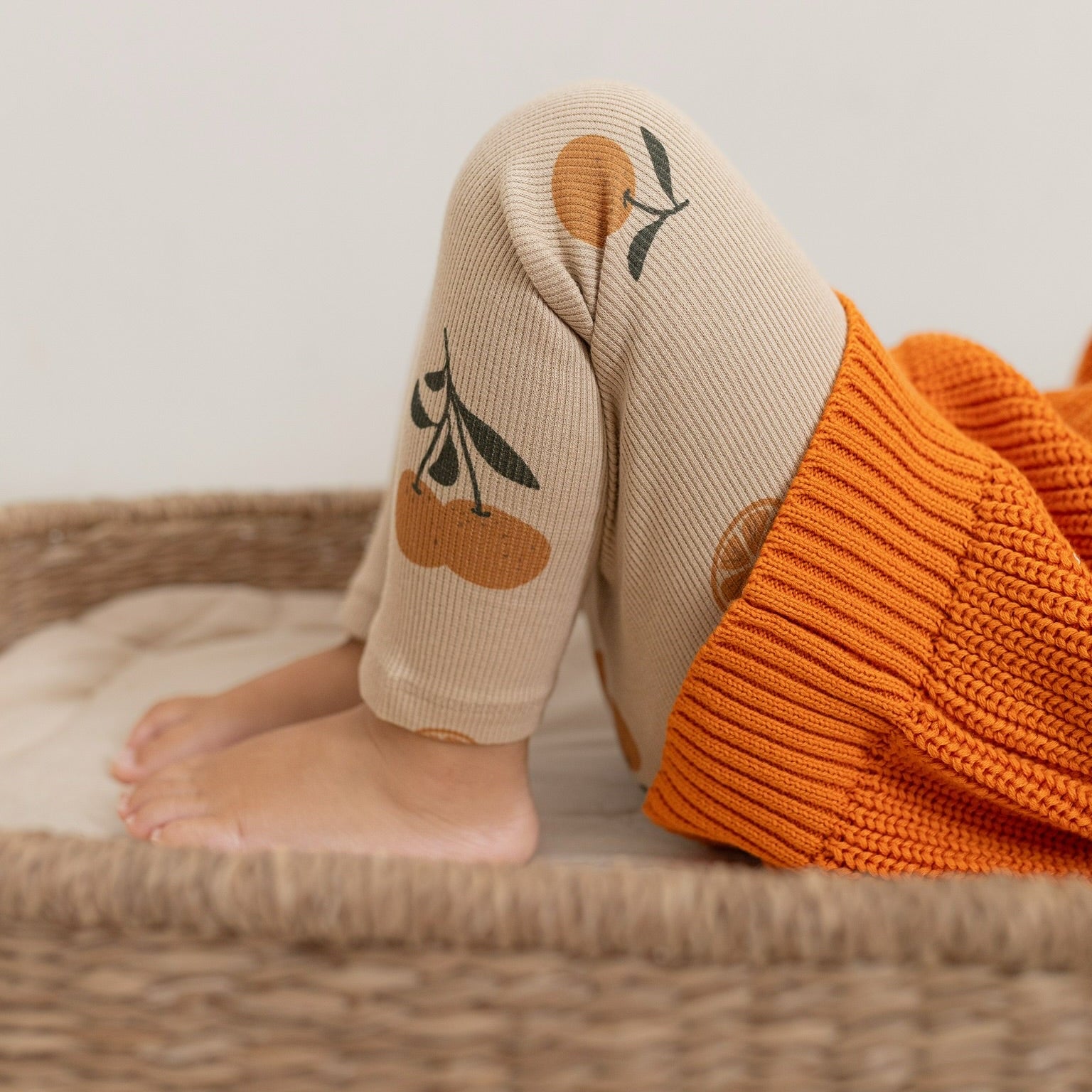 GOTS Organic Rib Leggings - Little Orange