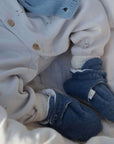 Organic Fleece Booties - Blue Melange - SALE