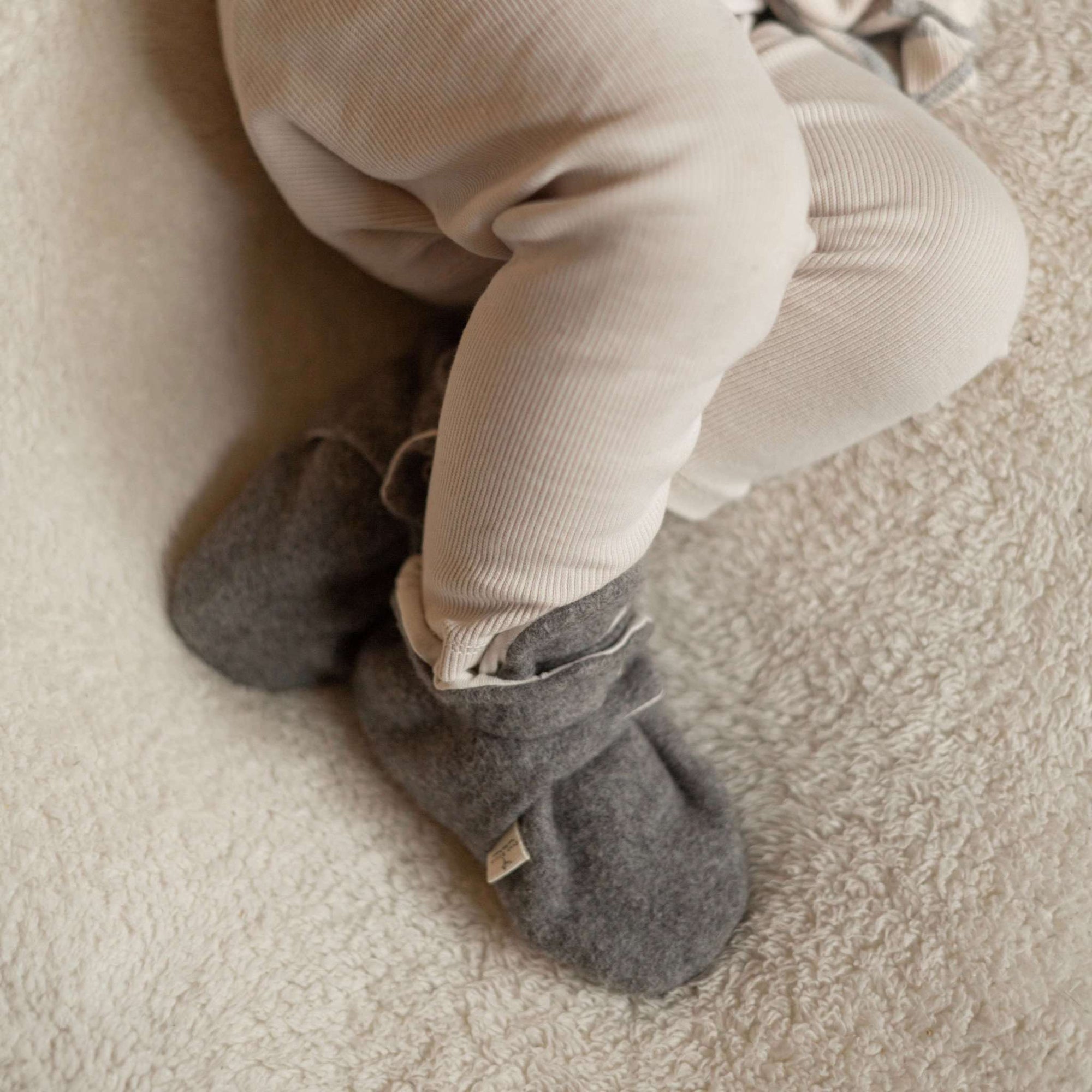 Organic Fleece Booties - Dark Grey Melange