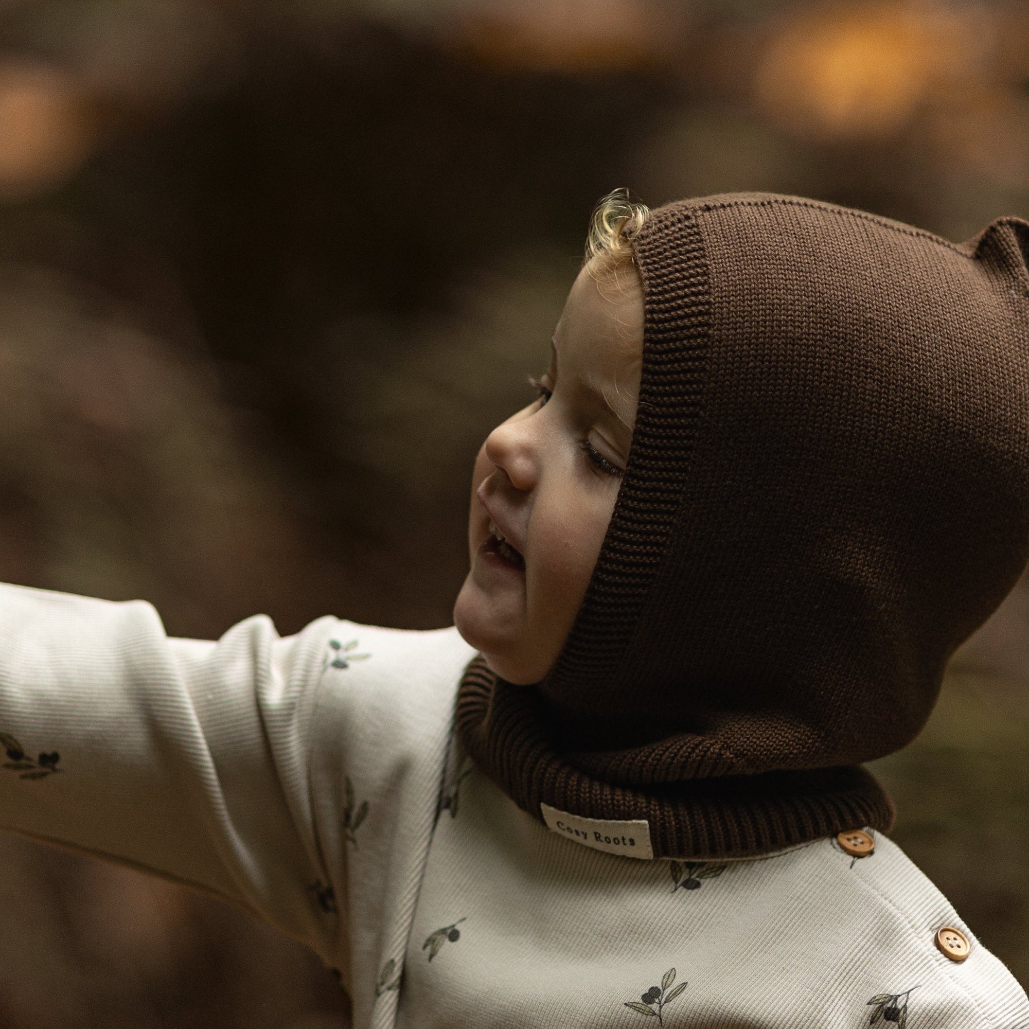 Organic Knit Balaclava - Chocolate Brown