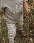 Organic Rib Leggings - Caramel Striped