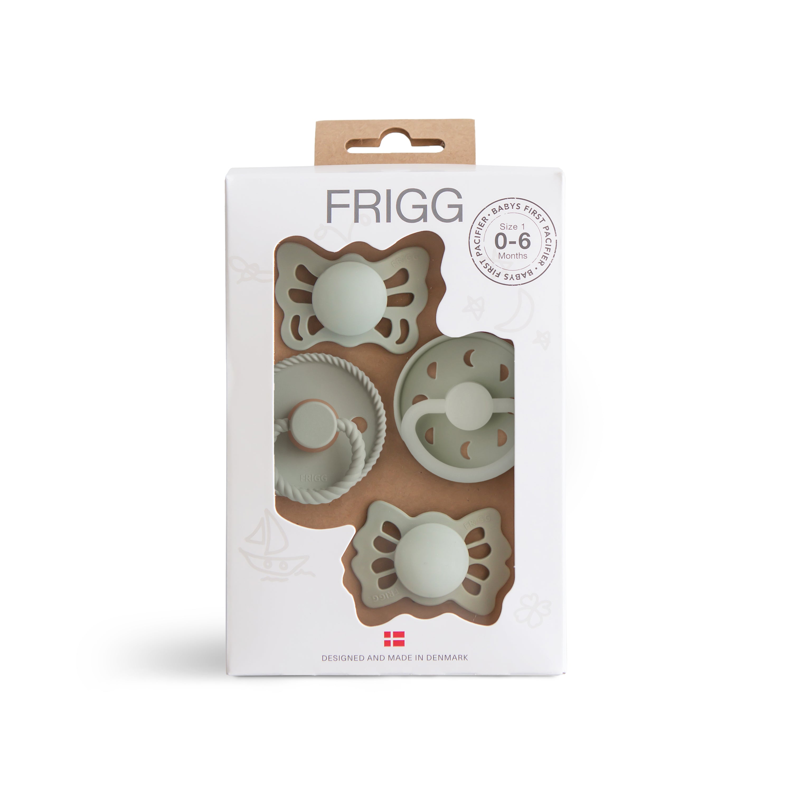 Forged Pacifier Frigg Baby´s first pacifier 4 Pack - Moonlight Sailing/Sage – Cosy ...