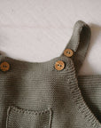 Organic Knit Dungarees - Khaki - S A L E
