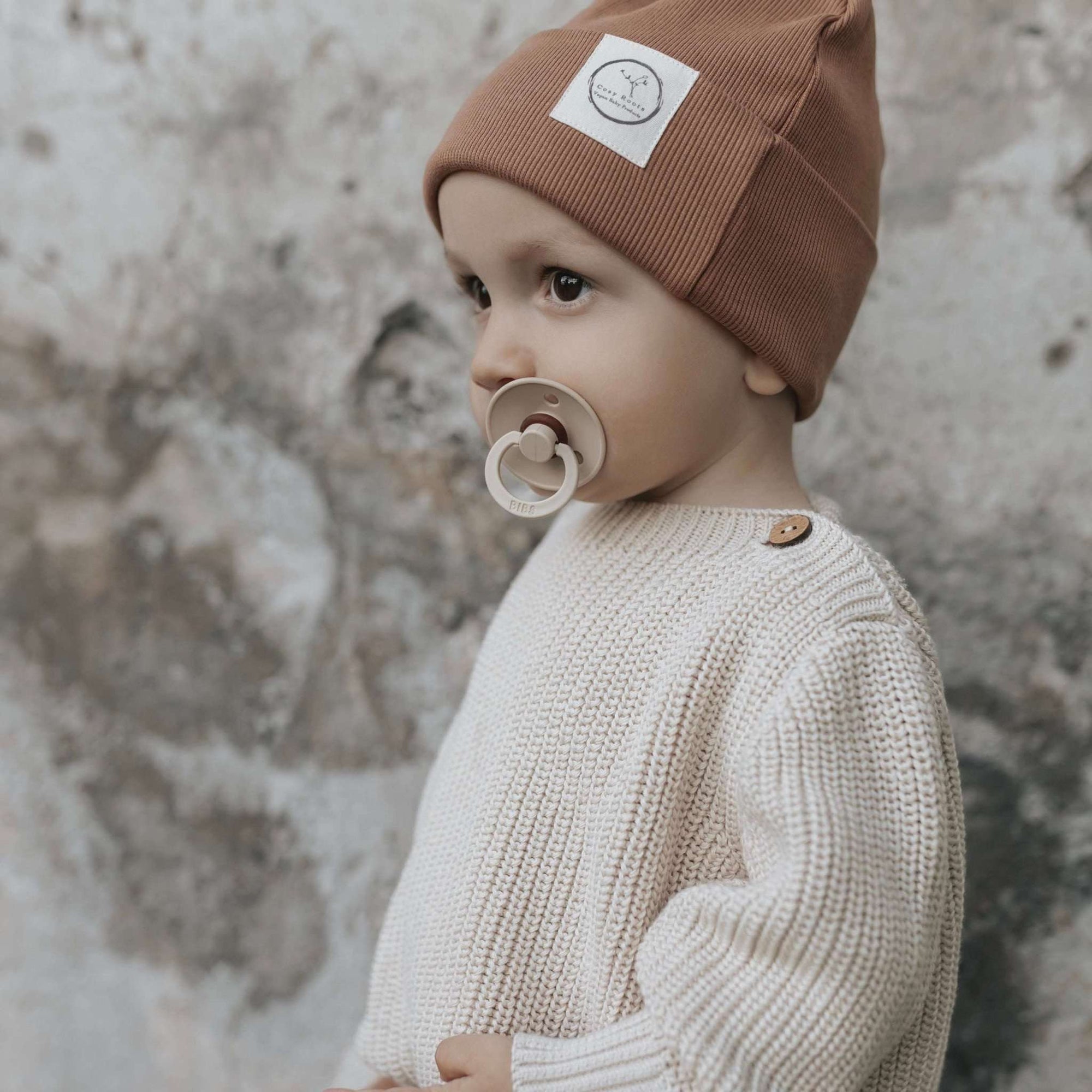 Organic Rib Beanie - Walnut - S A L E