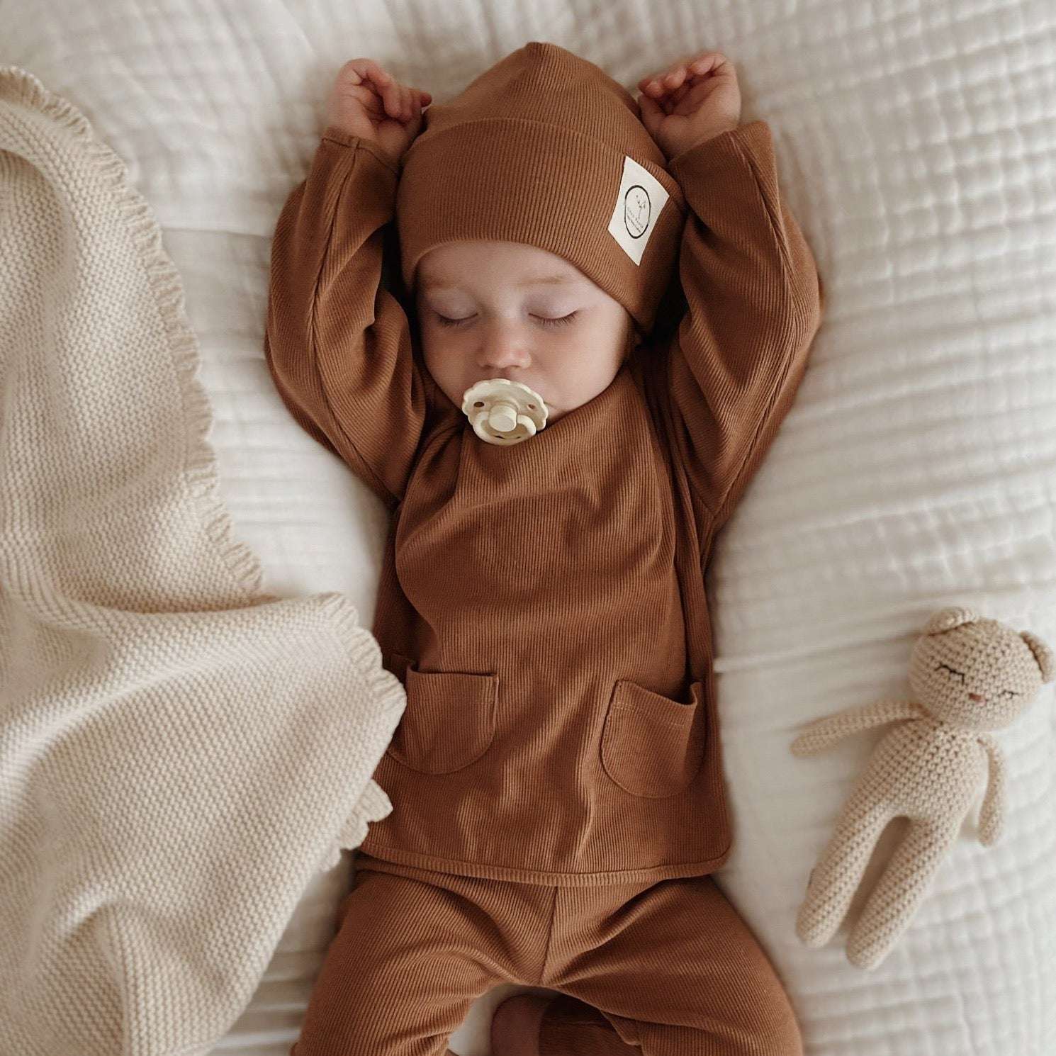 Organic Rib Sweatshirt - Walnut- S A L E