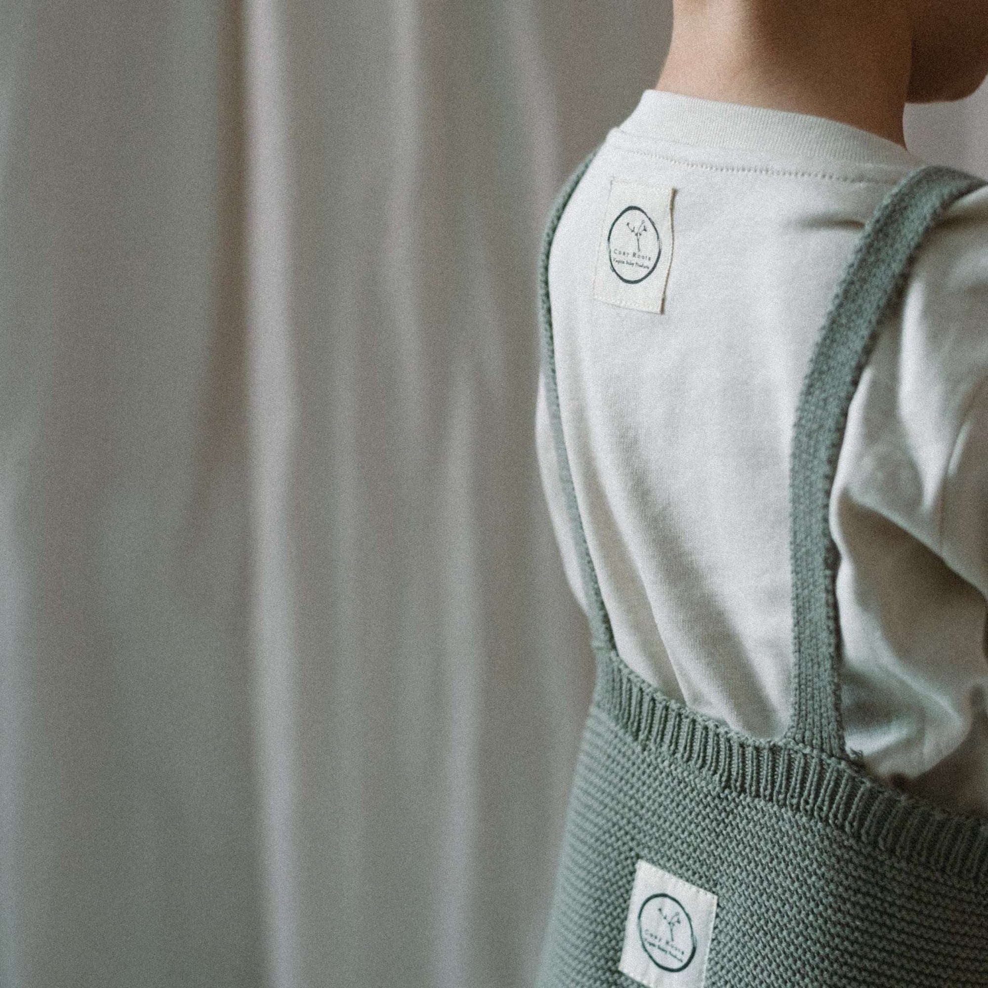 Organic Knit Dungarees - Khaki - S A L E