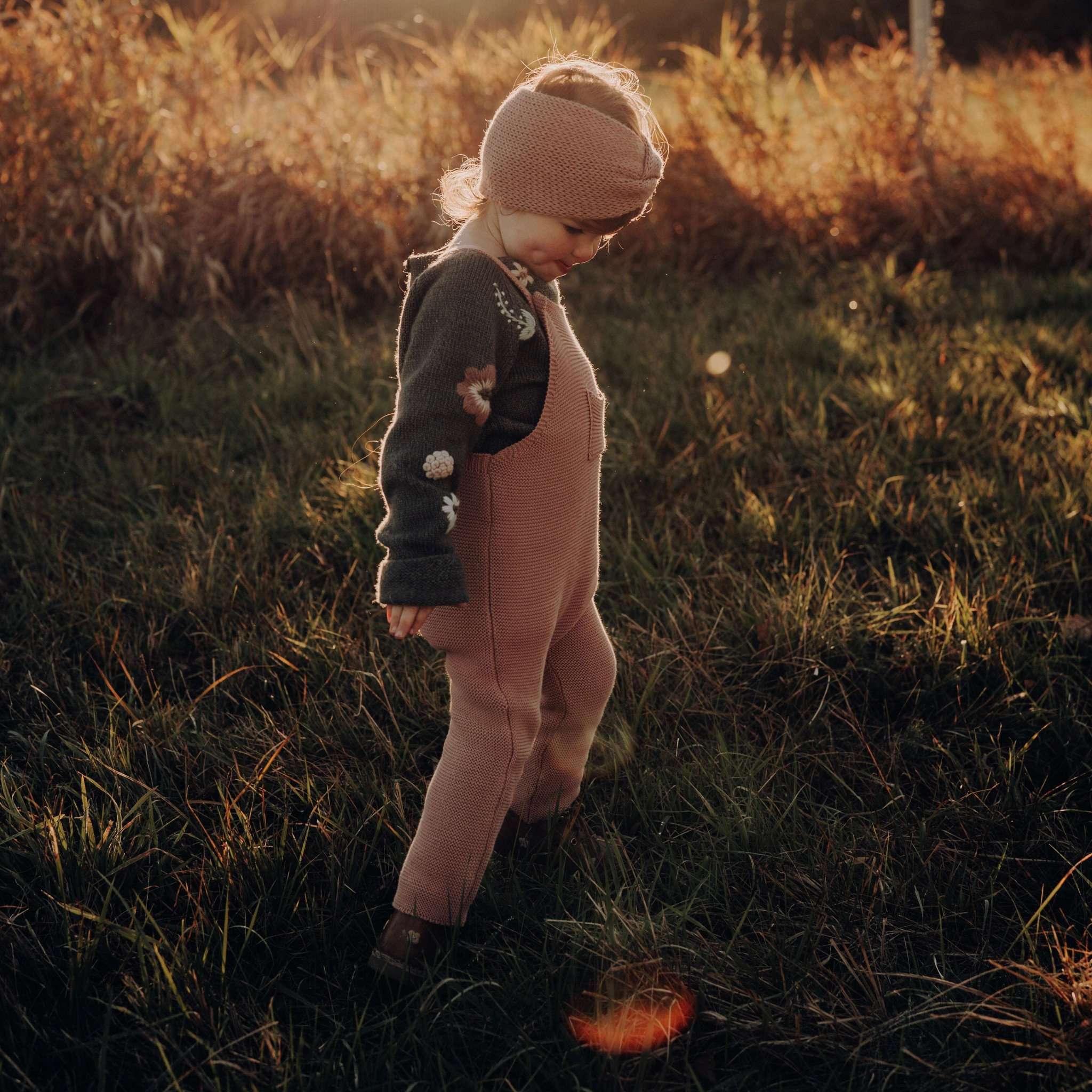 Organic Knit Dungarees - Dusty Rose
