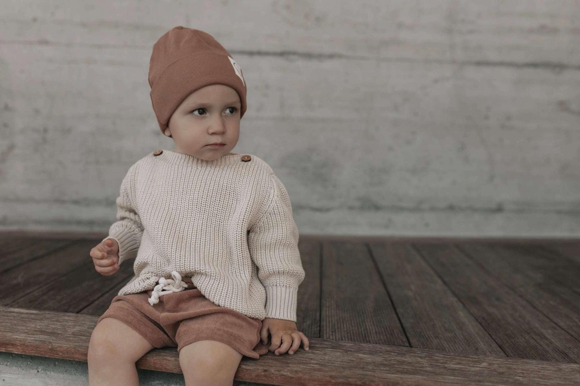 Organic Rib Beanie - Walnut - S A L E