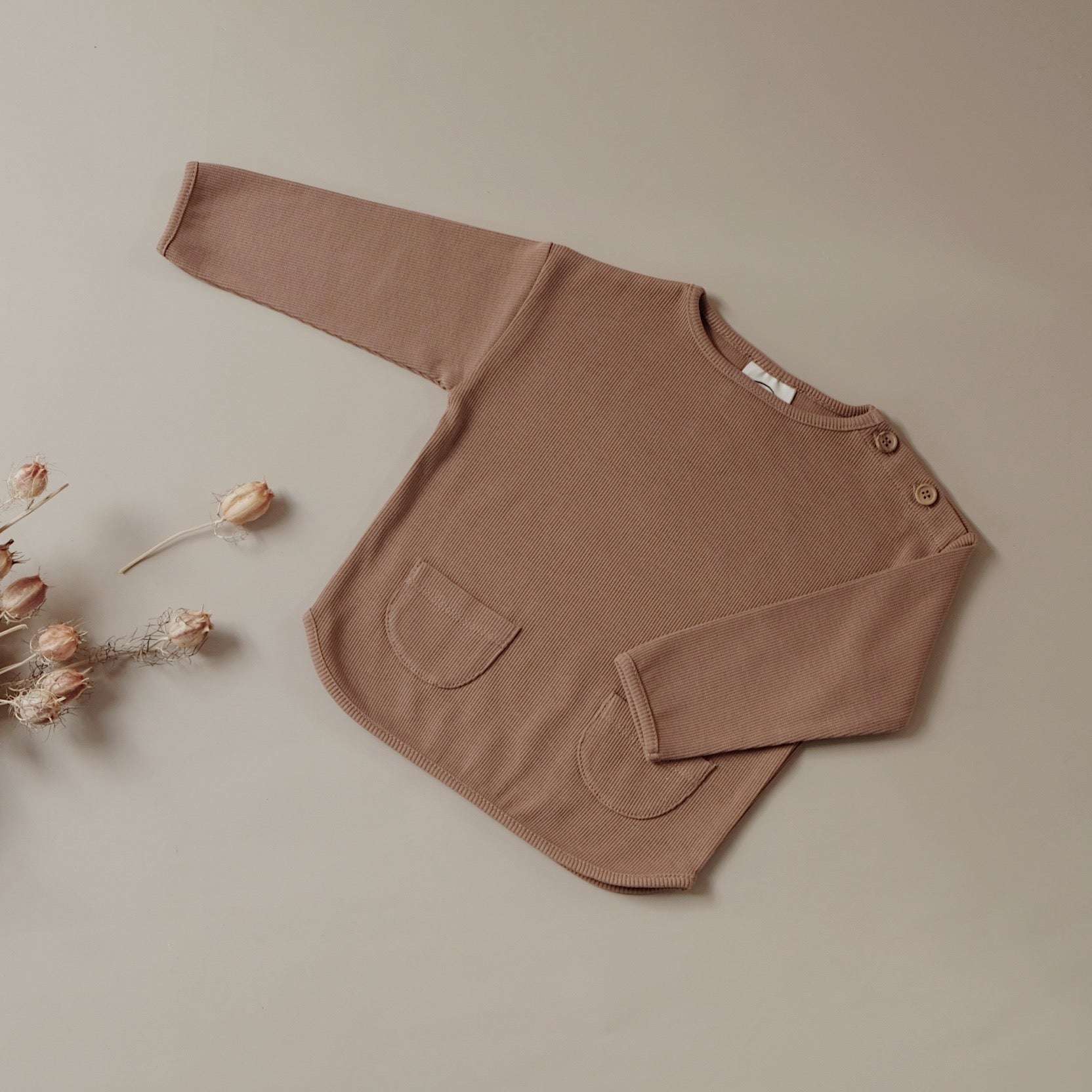 Organic Rib Sweatshirt - Walnut- S A L E