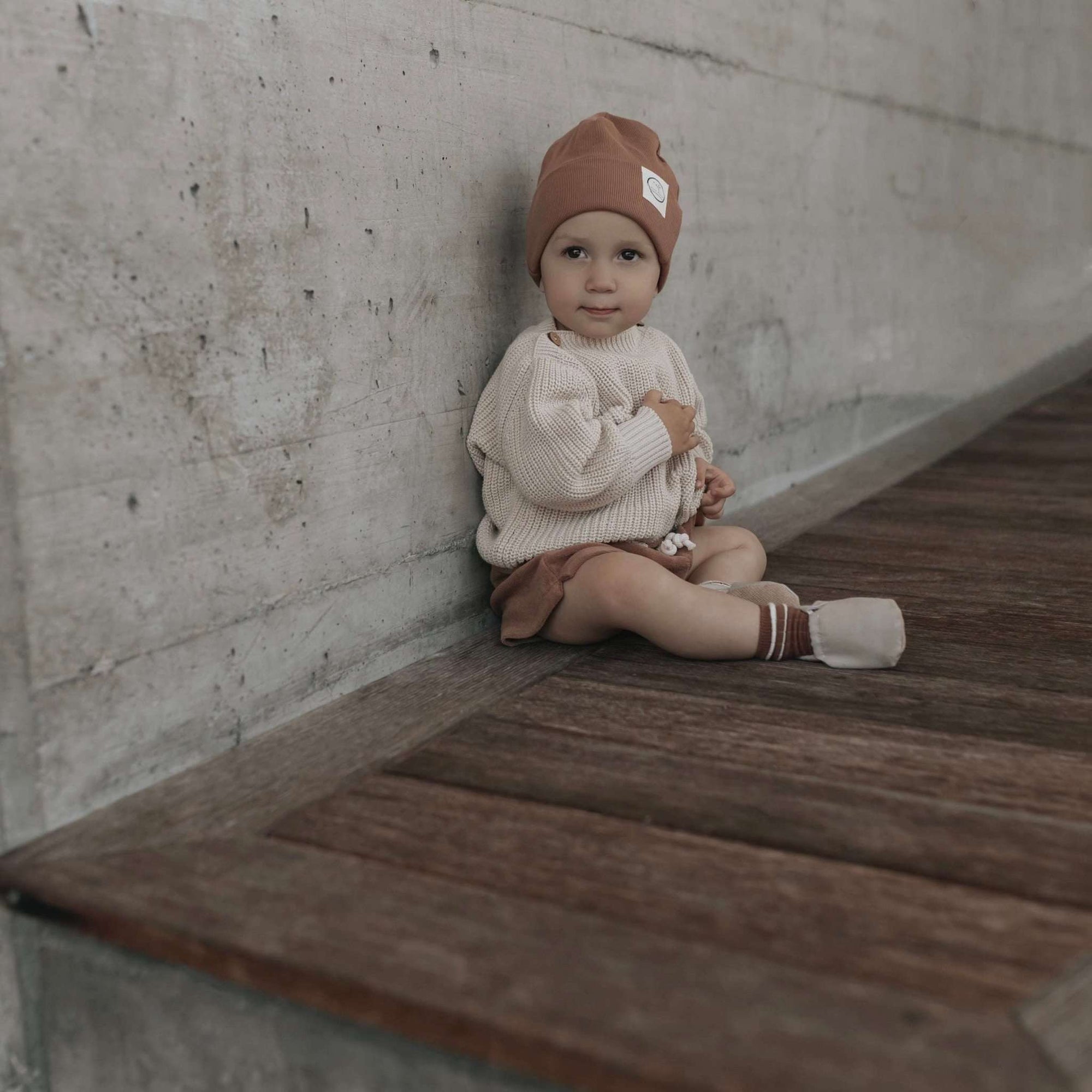 Organic Rib Beanie - Walnut - S A L E