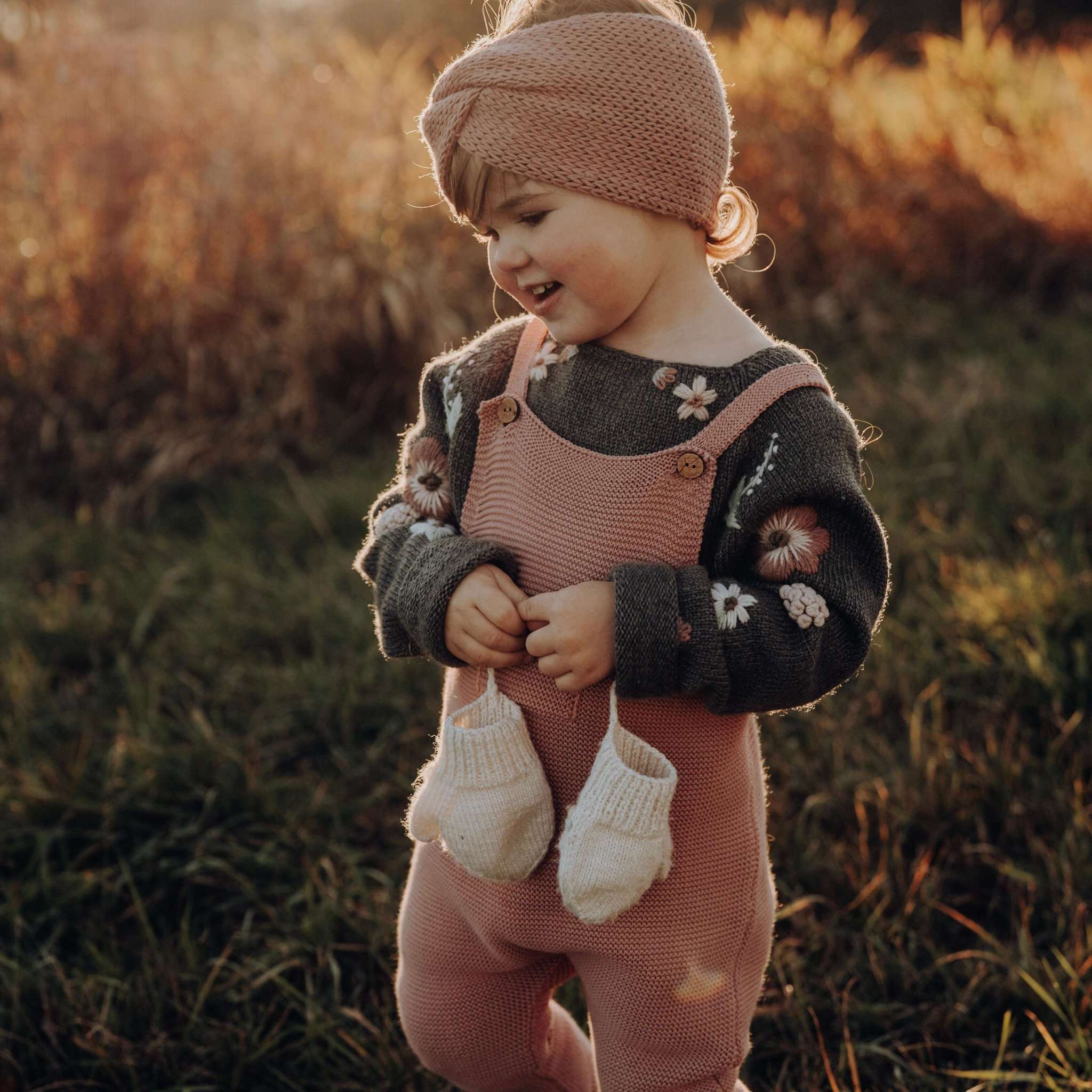 Organic Knit Dungarees - Dusty Rose