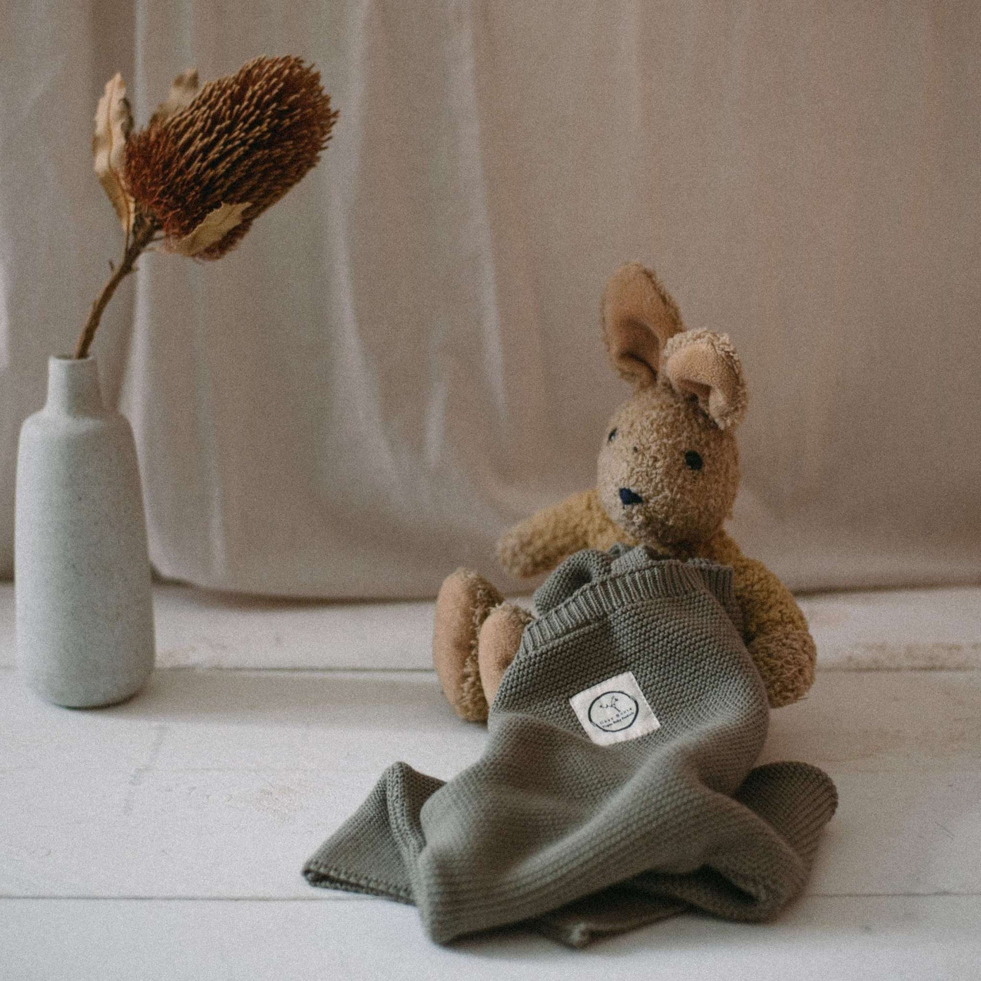 Organic Knit Dungarees - Khaki - S A L E