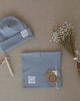 Organic Rib SET Beanie & Scarf - Grey