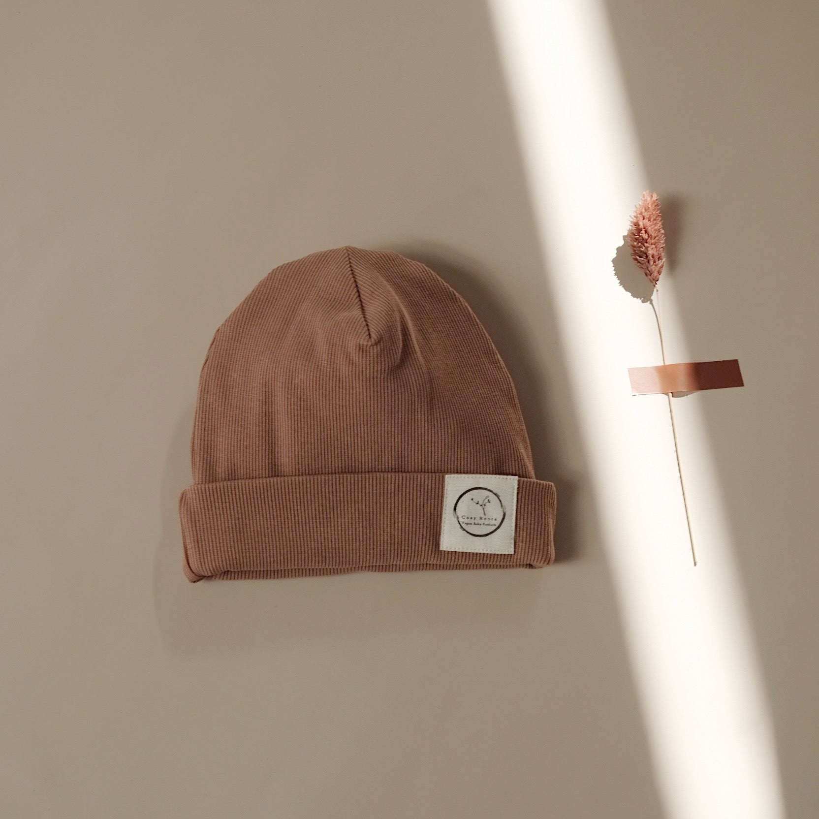 Organic Rib Beanie - Walnut - S A L E